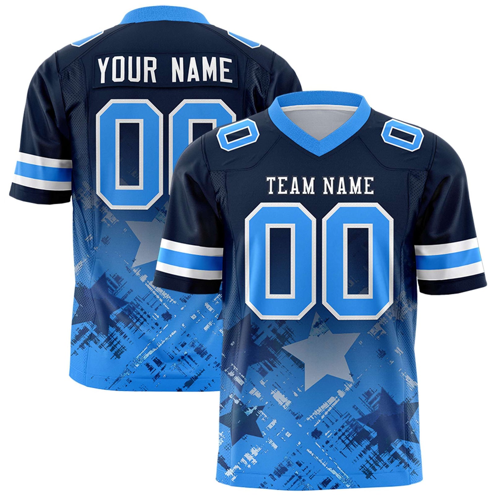 Custom Navy and Light Blue Customize Flag Football Jersey - 7v7 Uniform| KXKSHOP
