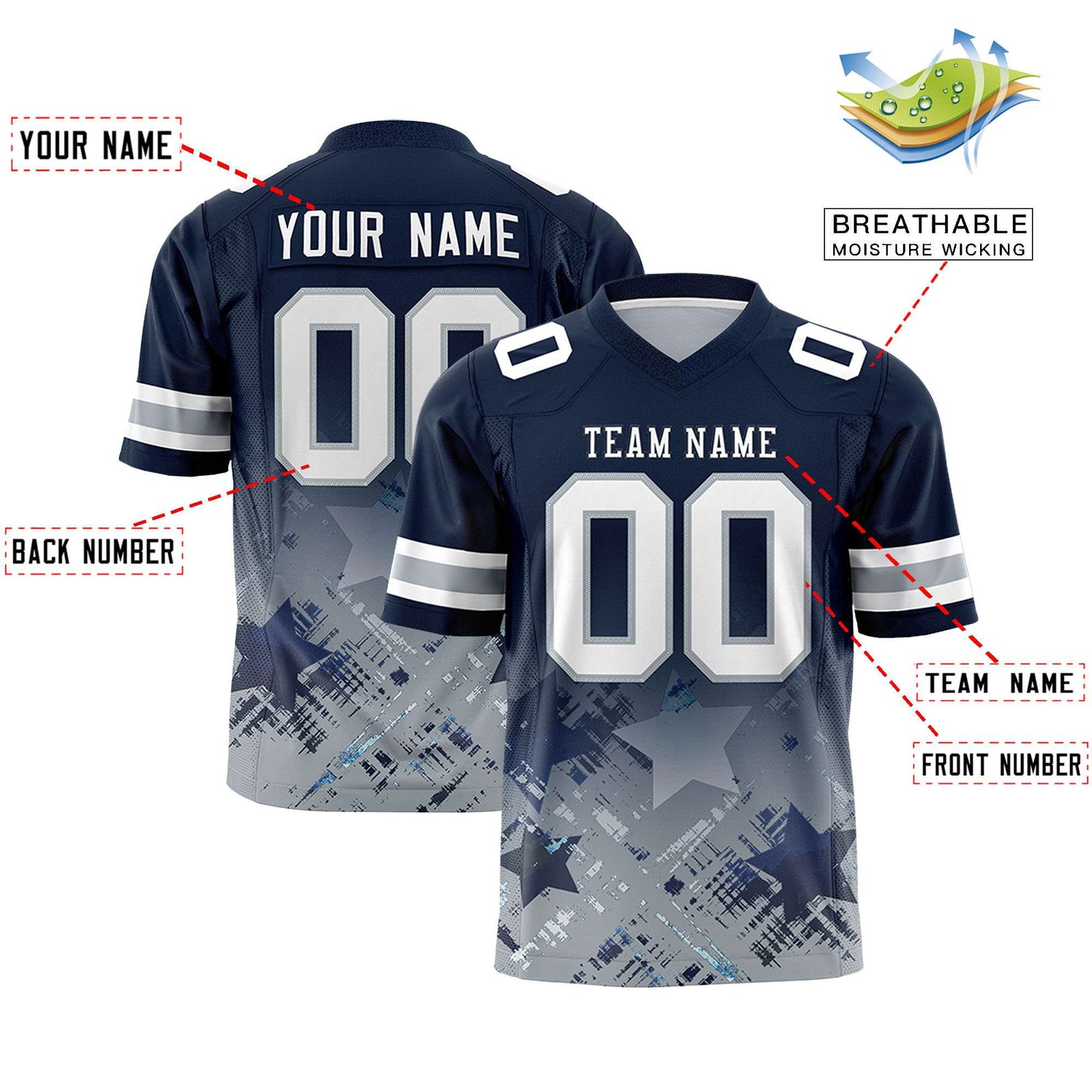 Custom Navy and Navy Customize Flag Football Jersey - 7v7 Uniform| KXKSHOP