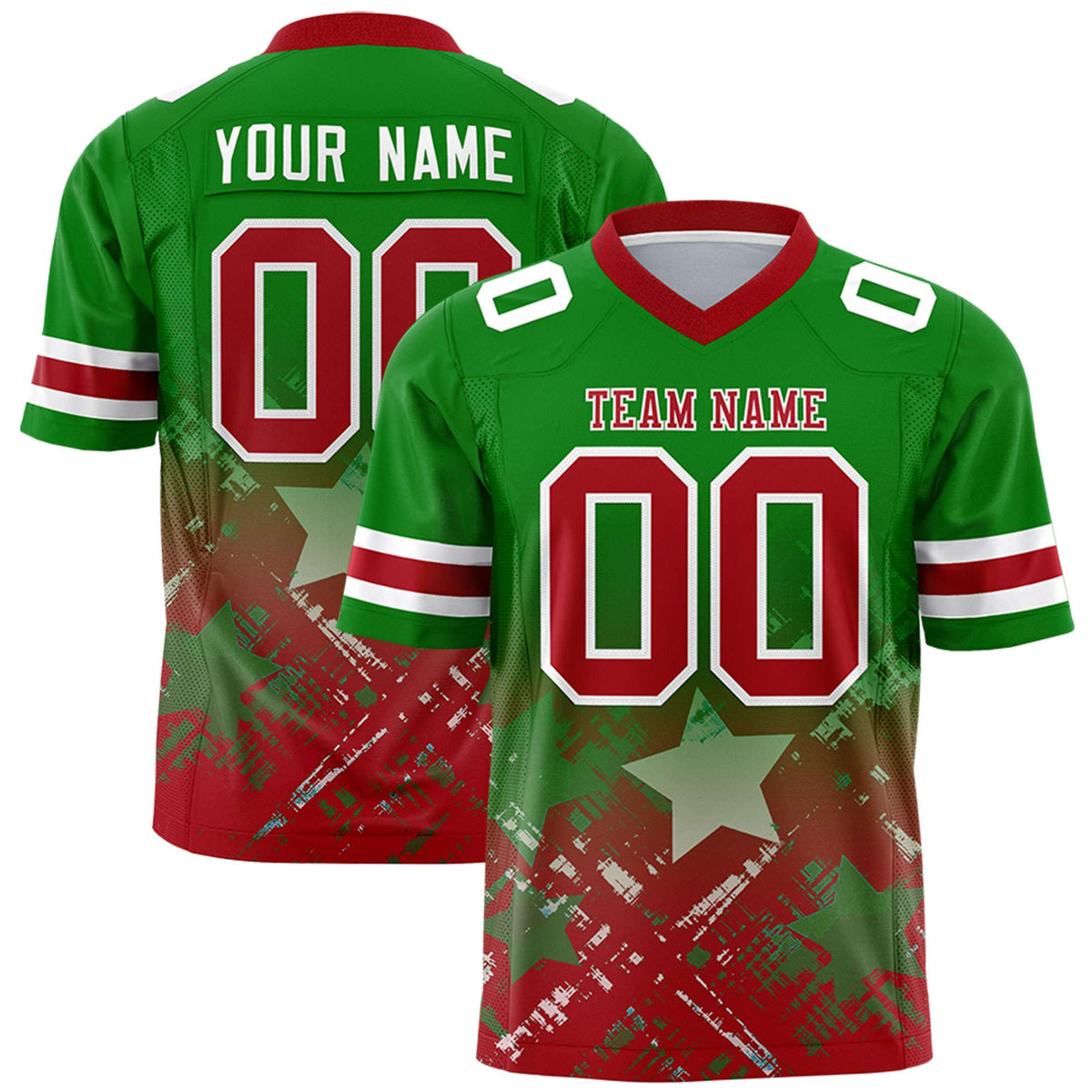 Custom Kelly Green and Red Customize Flag Football Jersey - 7v7 Uniform| KXKSHOP