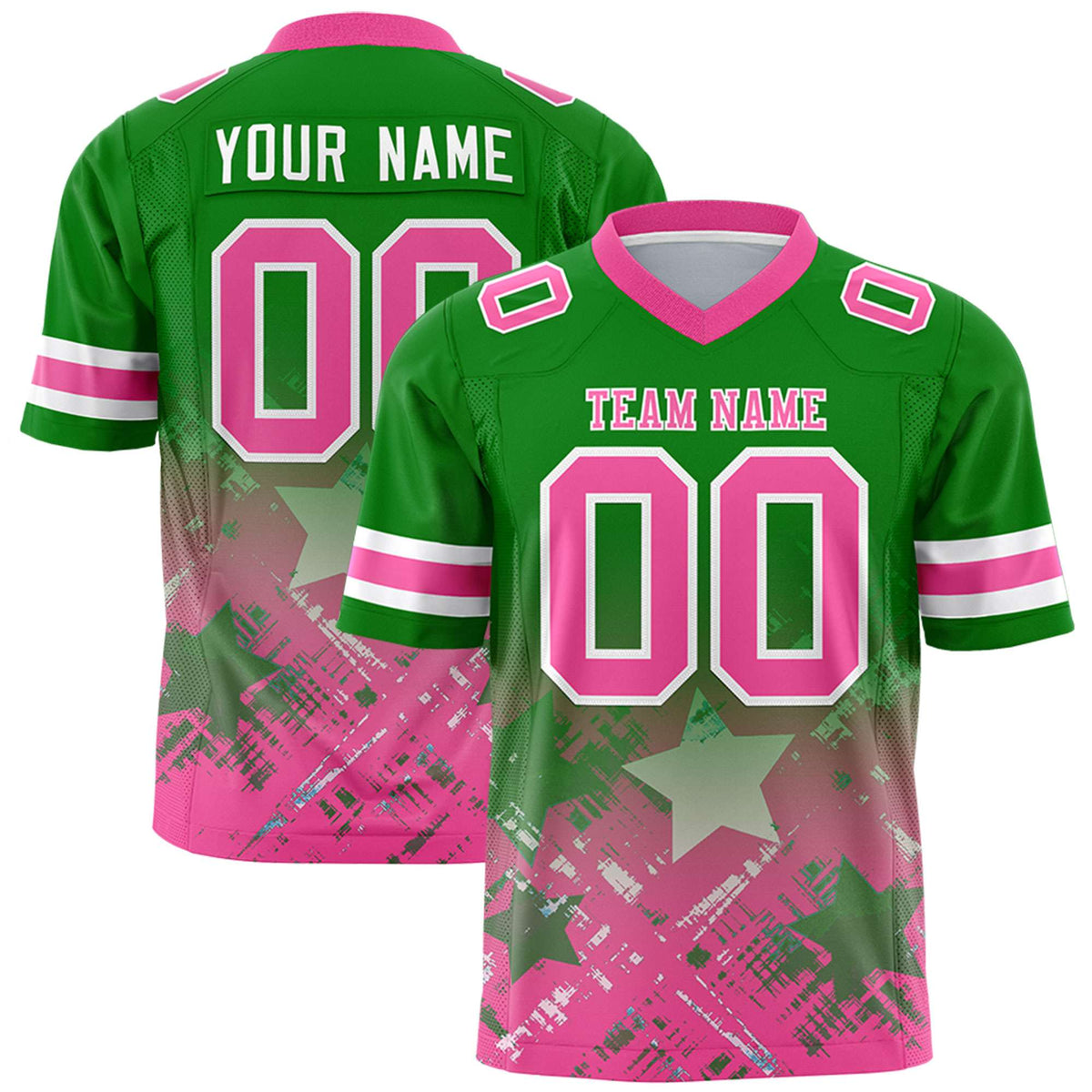 Custom Kelly Green and Pink Customize Flag Football Jersey - 7v7 Uniform| KXKSHOP