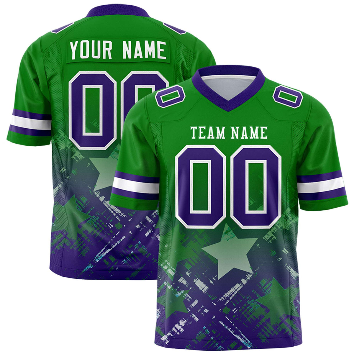 Custom Kelly Green and Purple Customize Flag Football Jersey - 7v7 Uniform| KXKSHOP