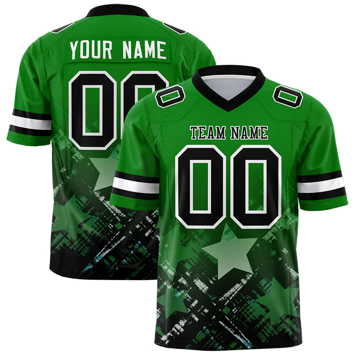 Custom Kelly Green and Black Customize Flag Football Jersey - 7v7 Uniform| KXKSHOP