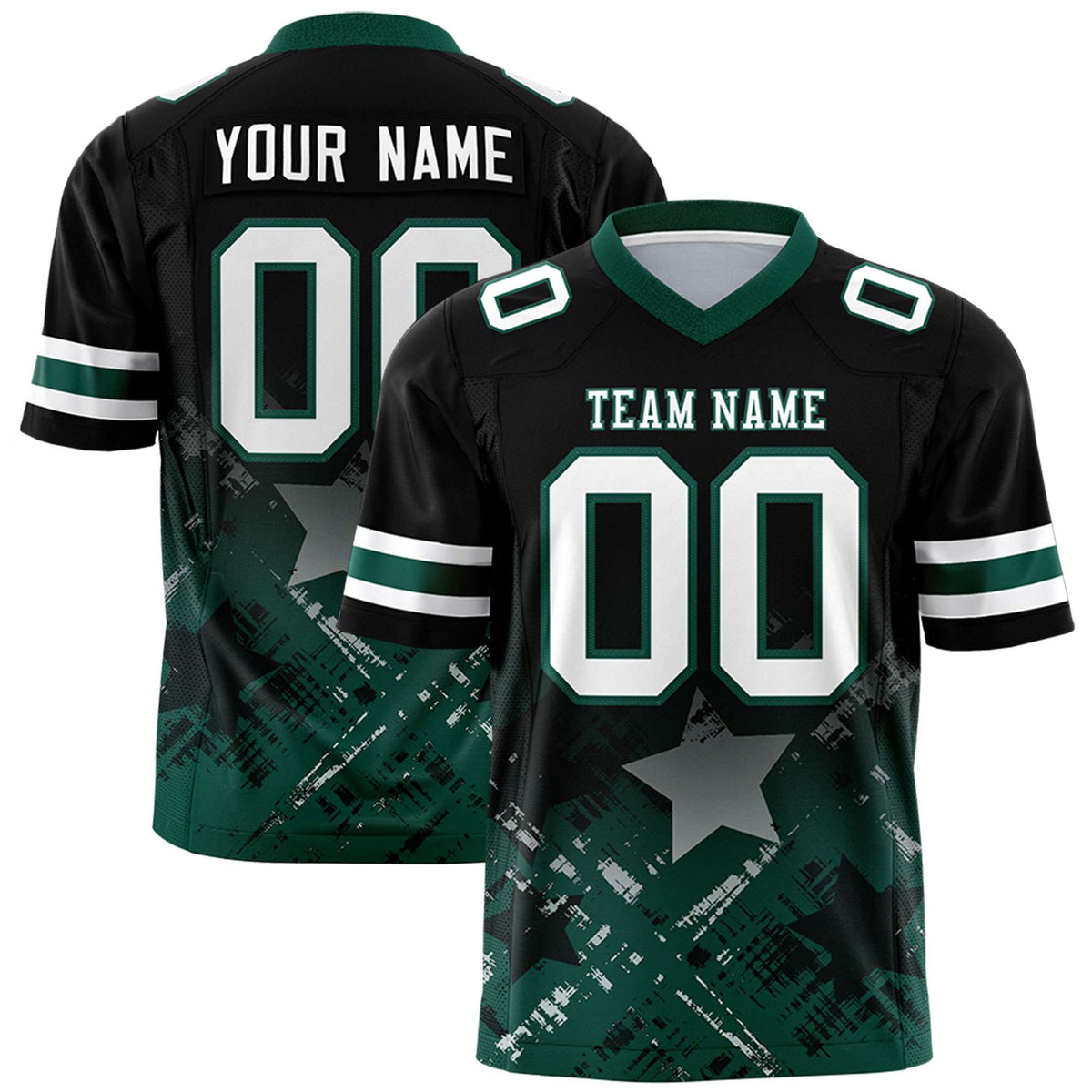 Custom Black and Midnight Green Customize Flag Football Jersey - 7v7 Uniform| KXKSHOP