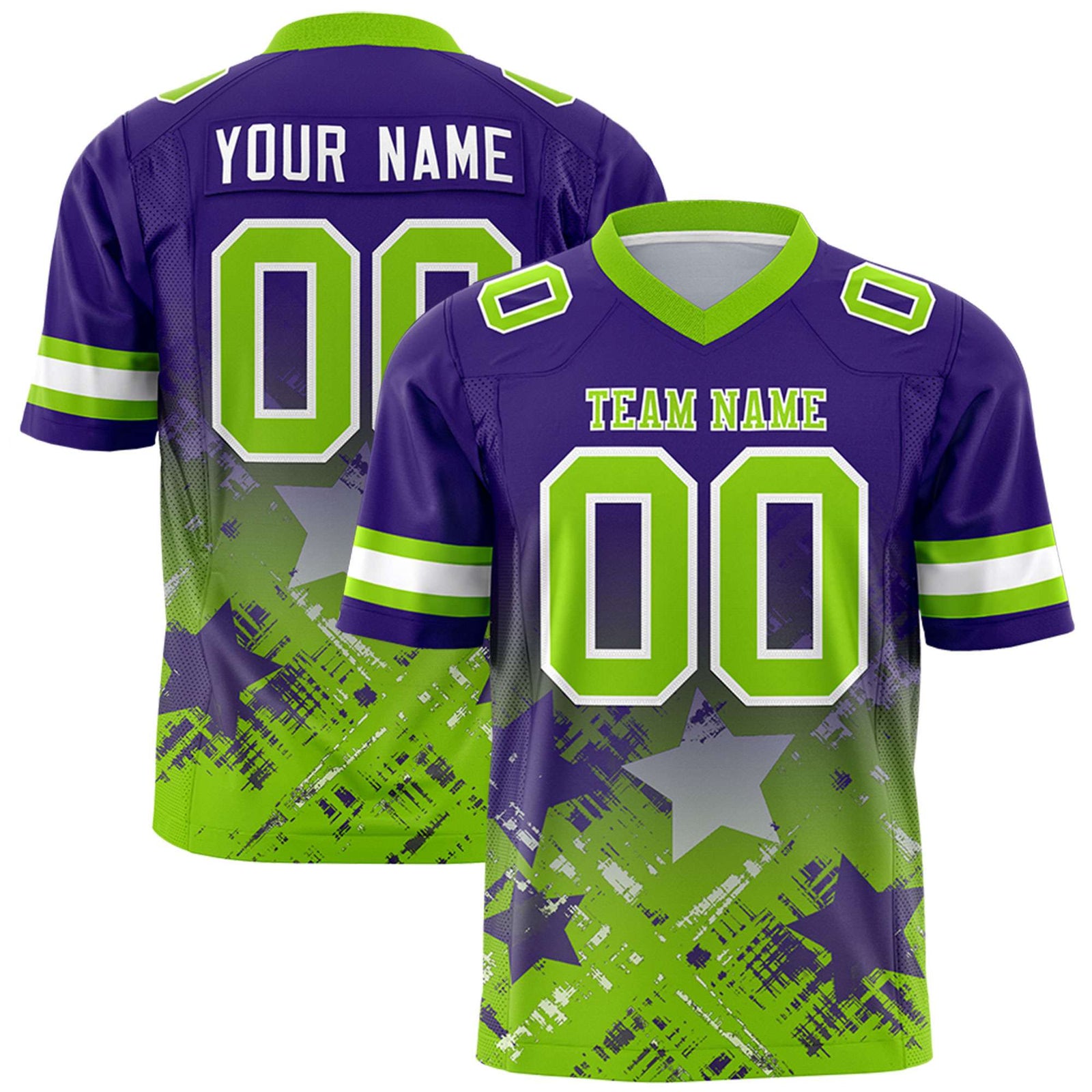 Custom Purple and Neon Green Customize Flag Football Jersey - 7v7 Uniform| KXKSHOP