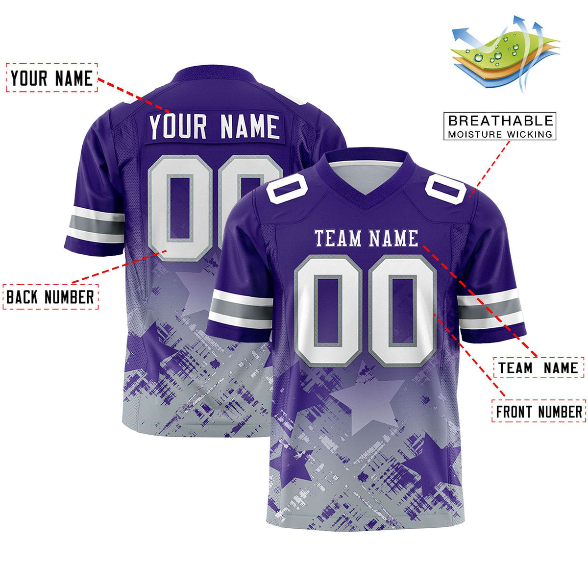 Custom Purple and Purple Customize Flag Football Jersey - 7v7 Uniform| KXKSHOP