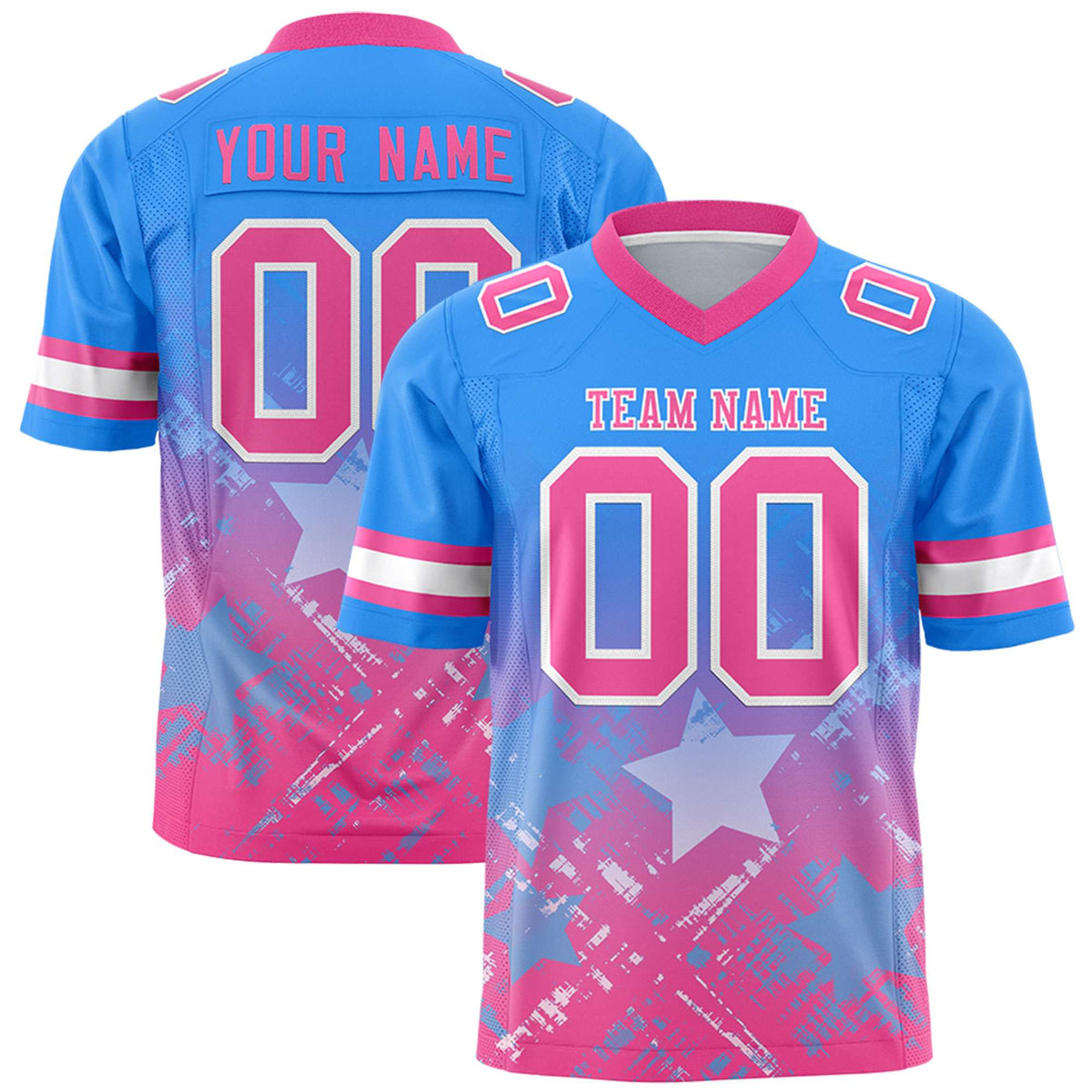 Custom Light Blue and Pink Customize Flag Football Jersey - 7v7 Uniform| KXKSHOP