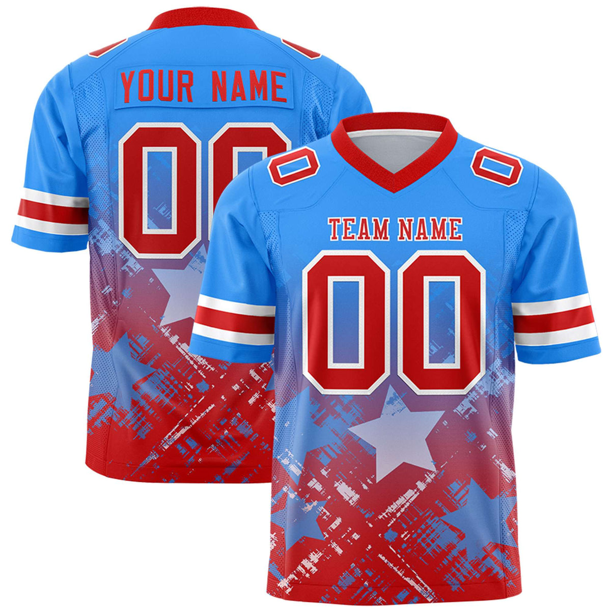 Custom Light Blue and Red Customize Flag Football Jersey - 7v7 Uniform| KXKSHOP