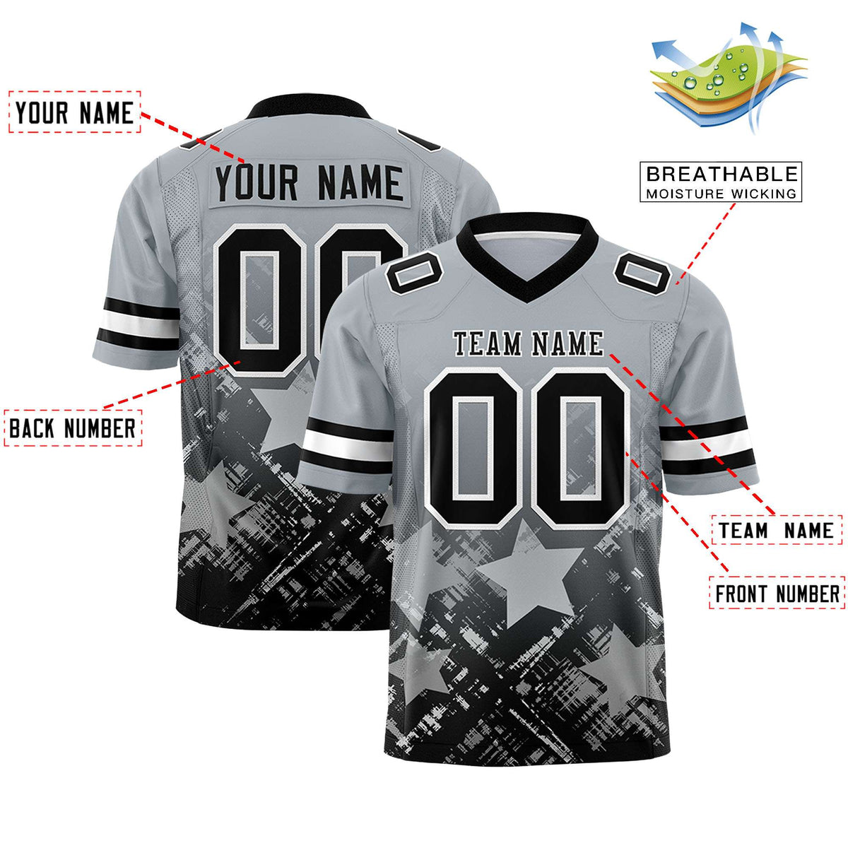 Custom Grey and Black Customize Flag Football Jersey - 7v7 Uniform| KXKSHOP