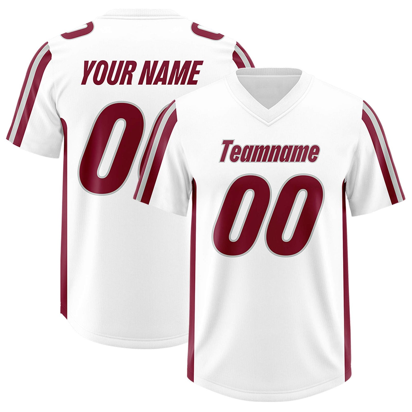 Custom White Crimson and Gray Side Stripe Pattern Authentic Football Jersey