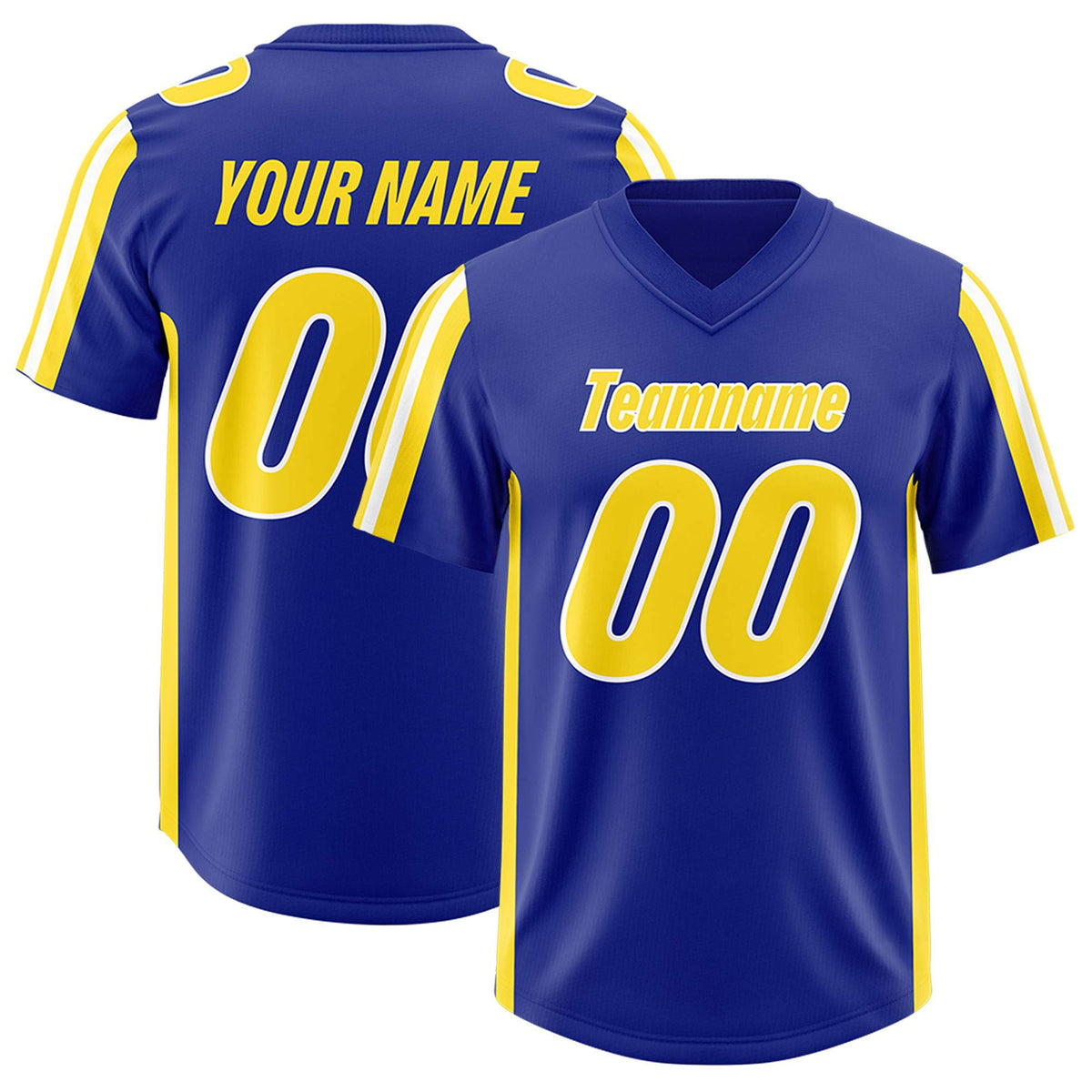 Custom Royal Gold and White Side Stripe Pattern Authentic Football Jersey