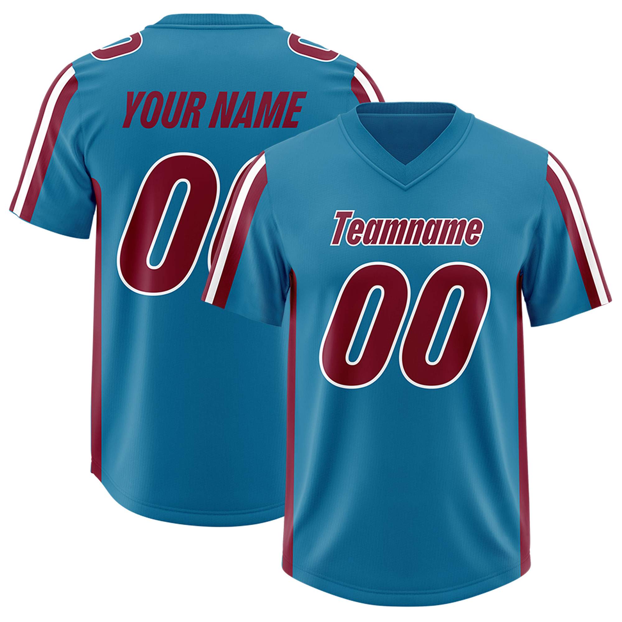 Custom Royal Cardinal and White Side Stripe Pattern Authentic Football Jersey