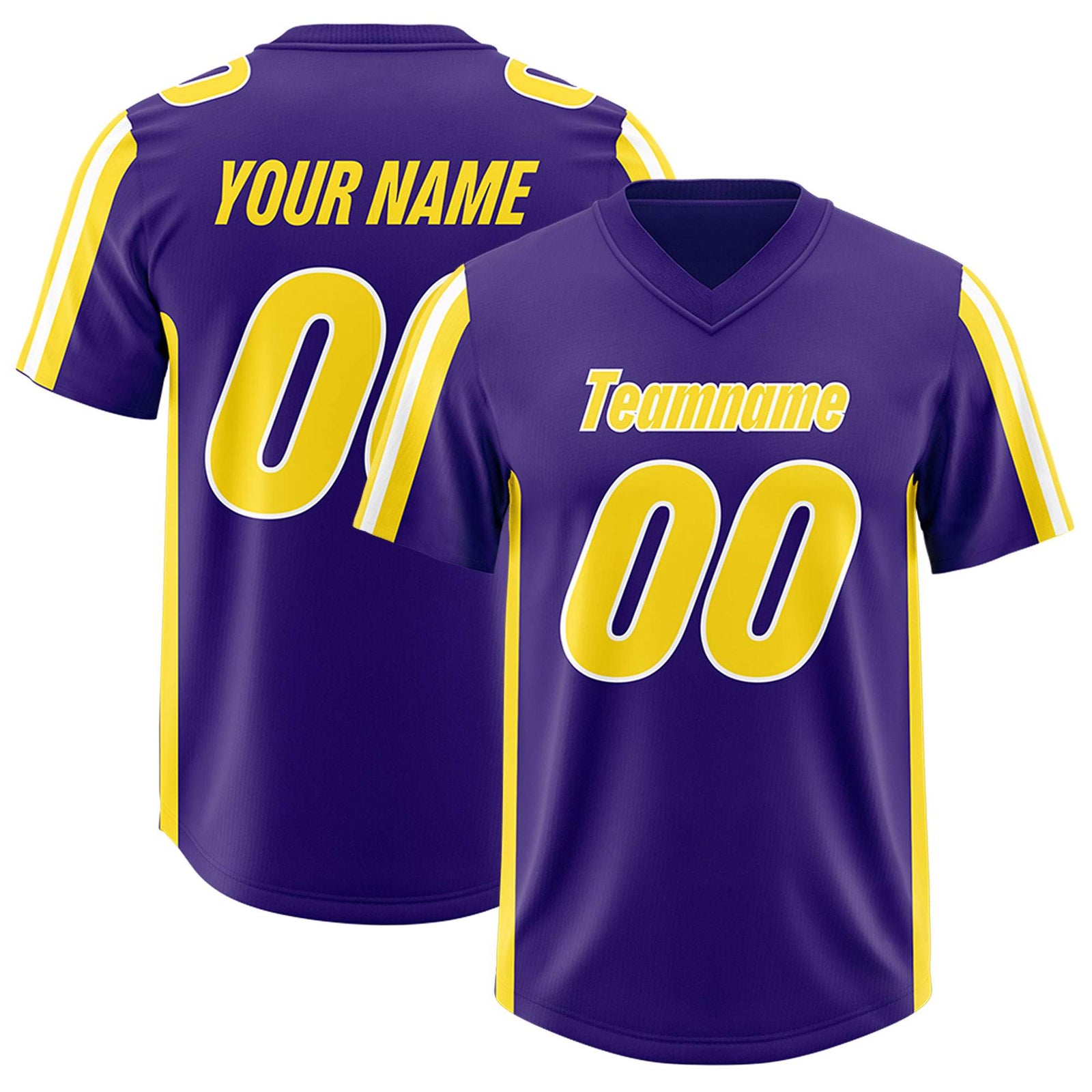 Custom Purple Gold and White Side Stripe Pattern Authentic Football Jersey