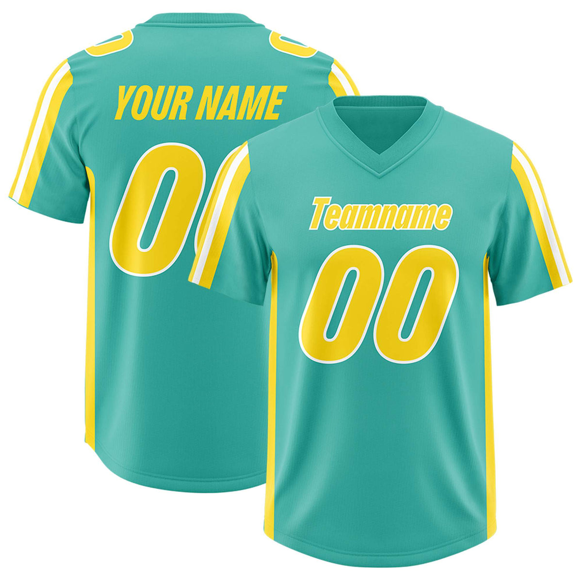 Custom Bright Green Gold and White Side Stripe Pattern Authentic Football Jersey