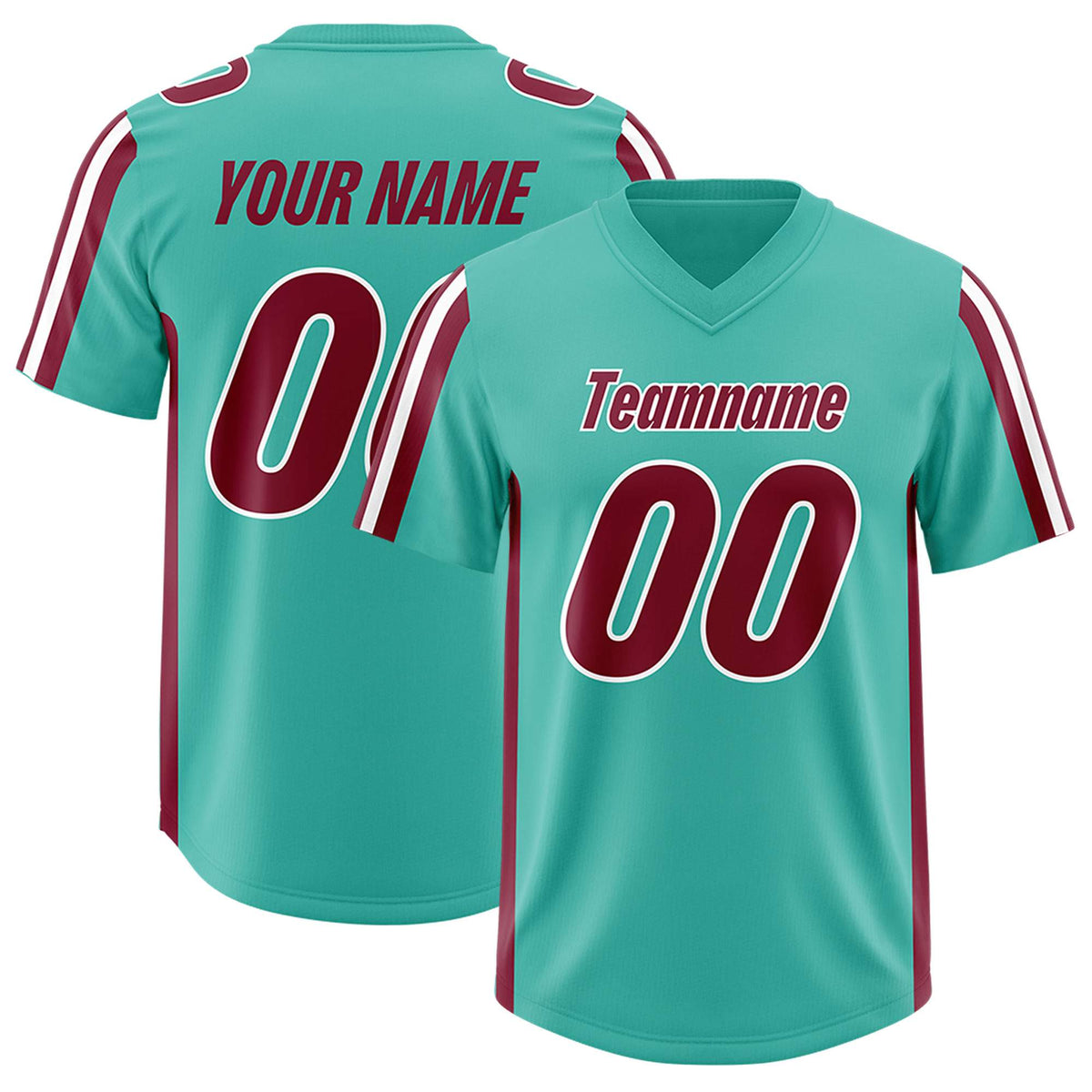 Custom Bright Green Crimson and White Side Stripe Pattern Authentic Football Jersey