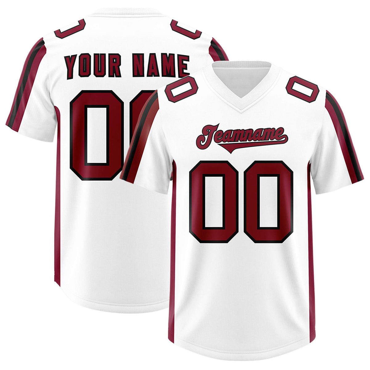 Custom White Cardinal and Black Side Stripe Pattern Authentic Football Jersey