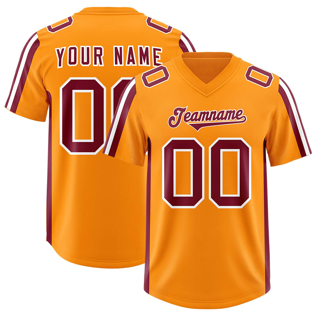 Custom Orange Crimson and White Side Stripe Pattern Authentic Football Jersey