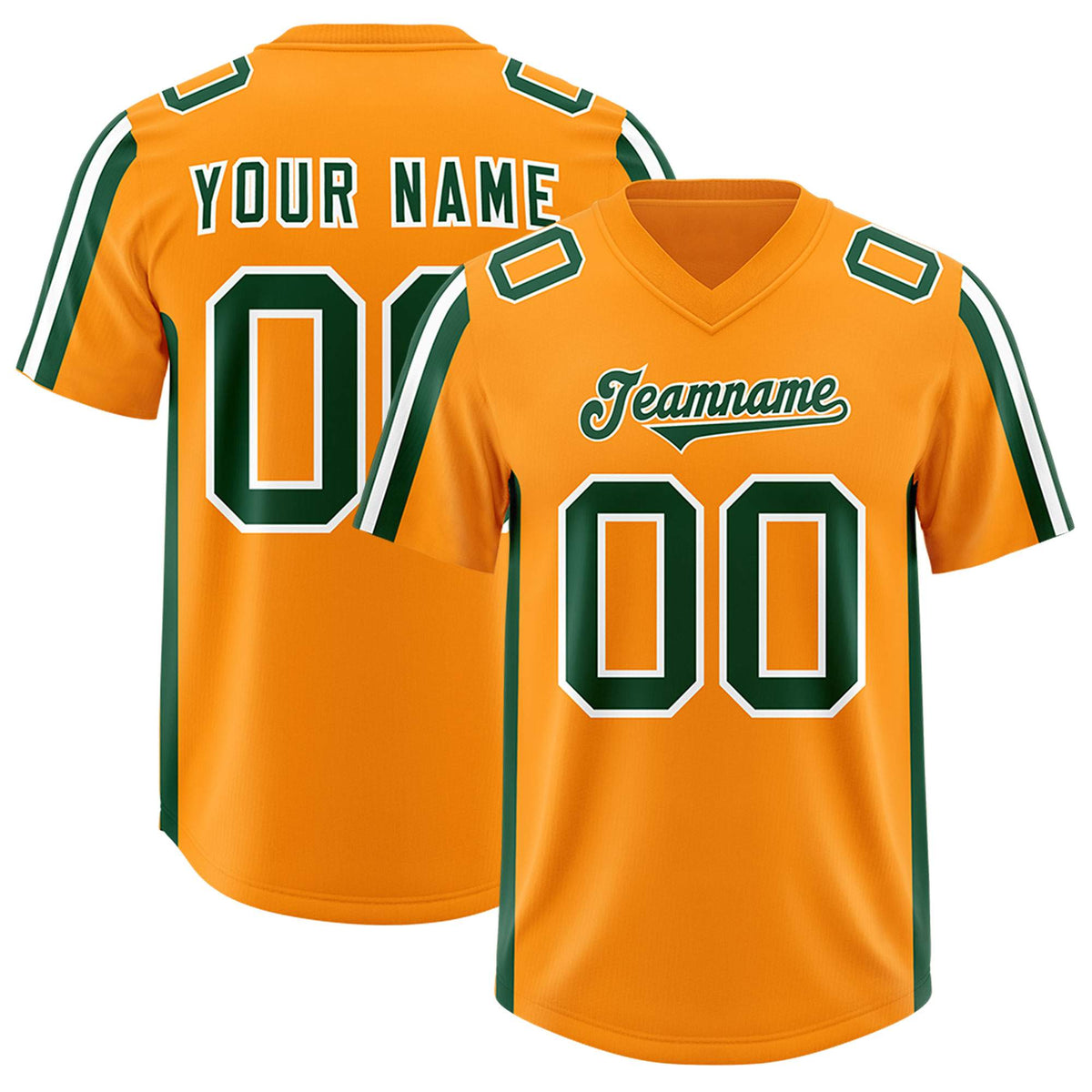 Custom Orange Green and White Side Stripe Pattern Authentic Football Jersey