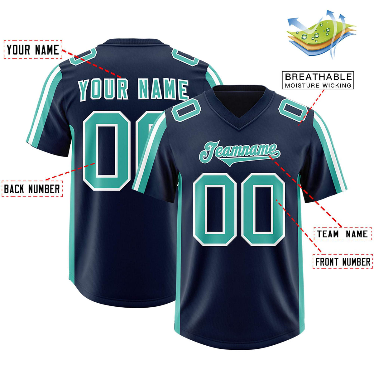 Custom Navy Bright Green and White Side Stripe Pattern Authentic Football Jersey