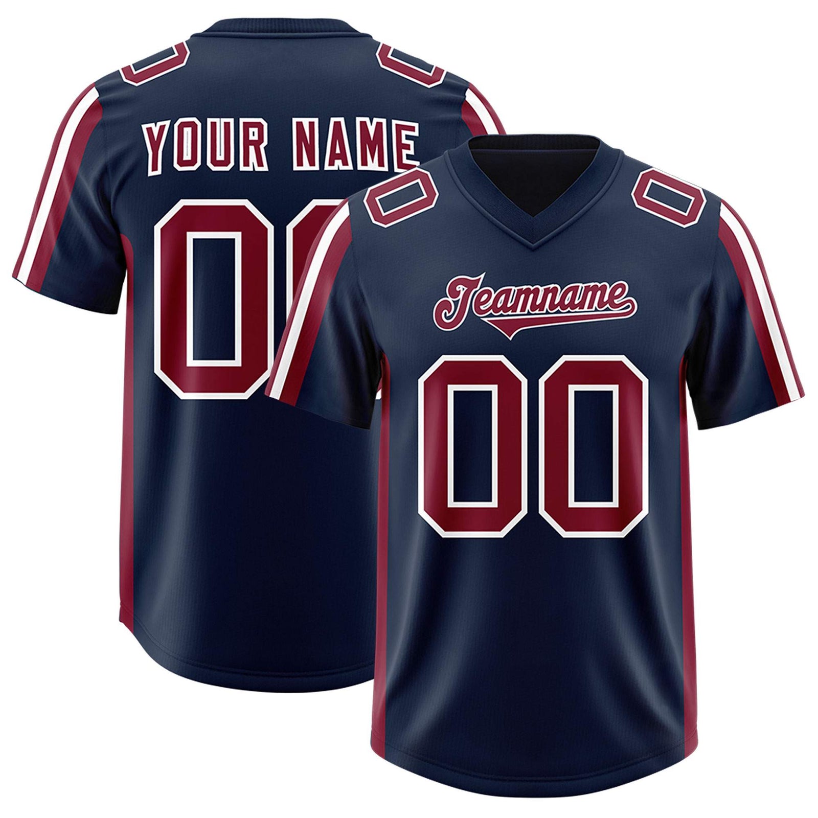 Custom Navy Cardinal and White Side Stripe Pattern Authentic Football Jersey