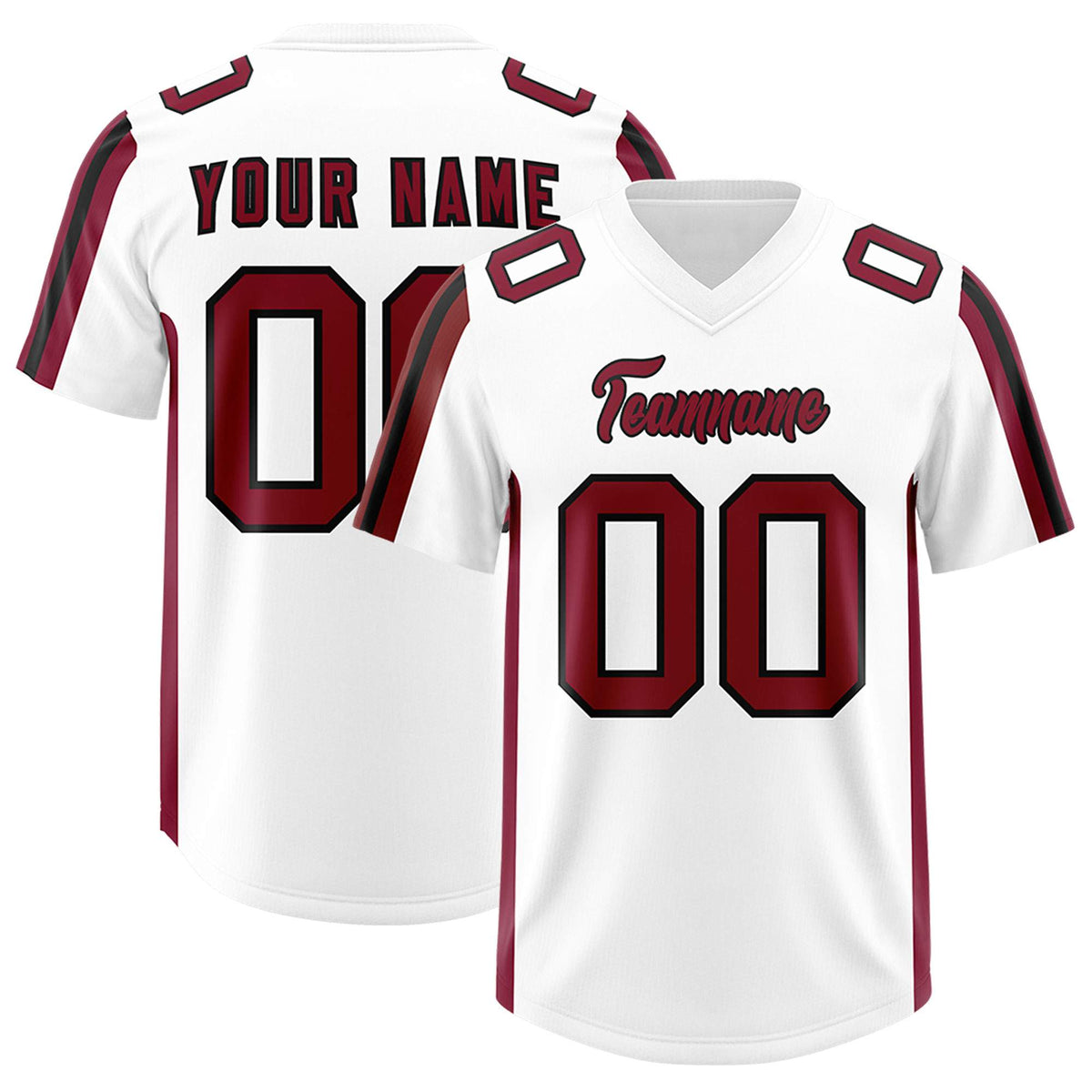 Custom White Cardinal and Black Side Stripe Pattern Authentic Football Jersey