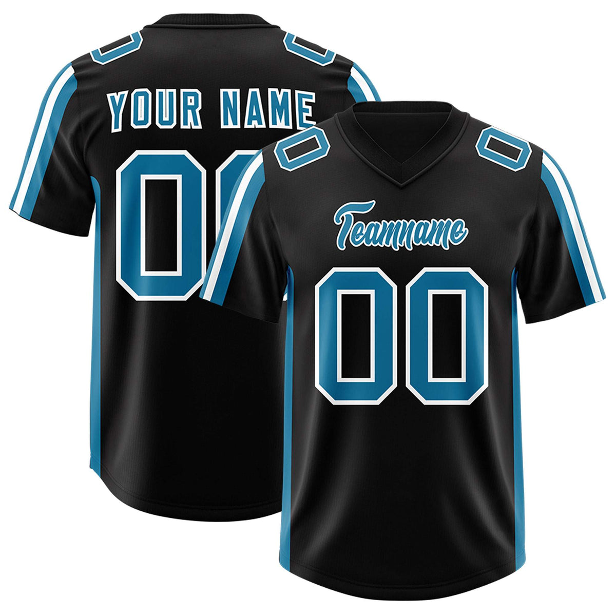 Custom Black Panther Blue and White Side Stripe Pattern Authentic Football Jersey