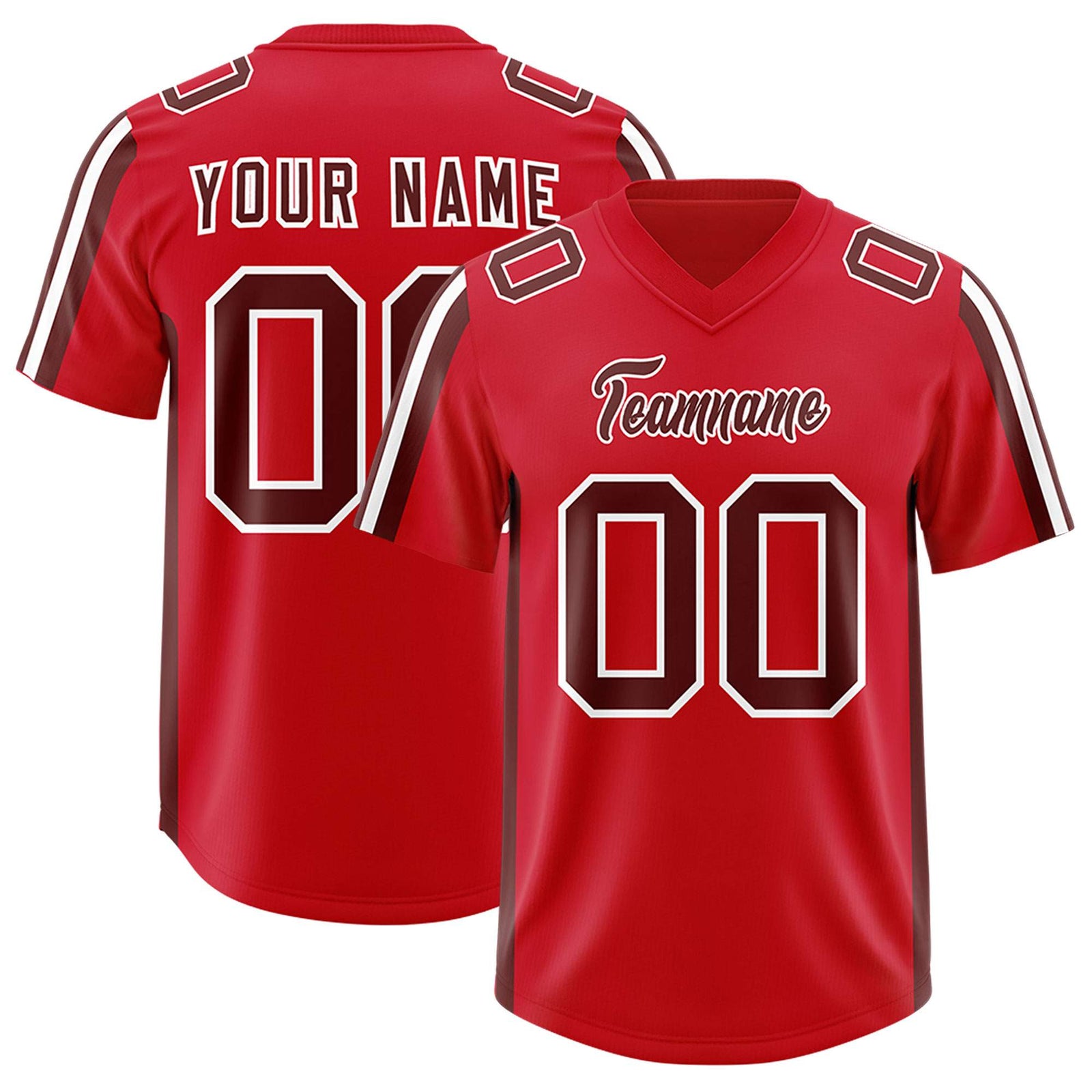 Custom Red Cardinal and White Side Stripe Pattern Authentic Football Jersey