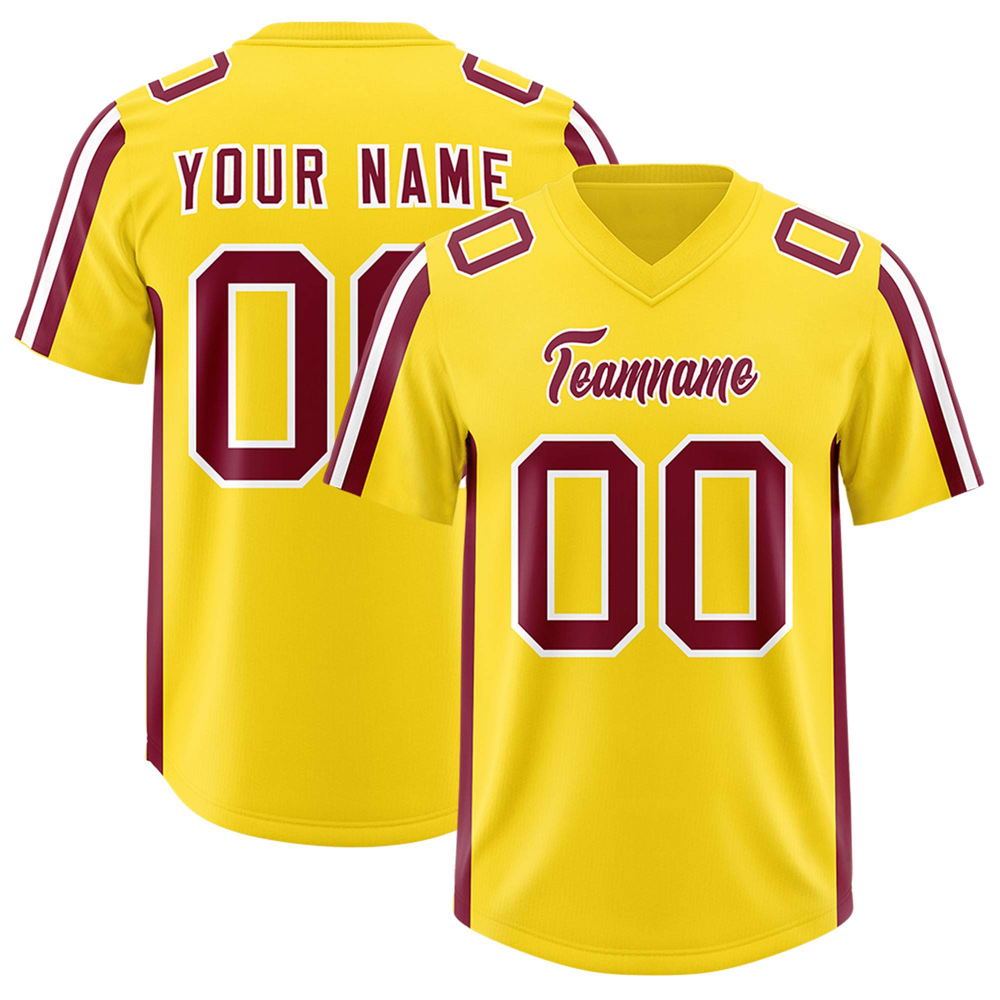 Custom Gold Cardinal and White Side Stripe Pattern Authentic Football Jersey