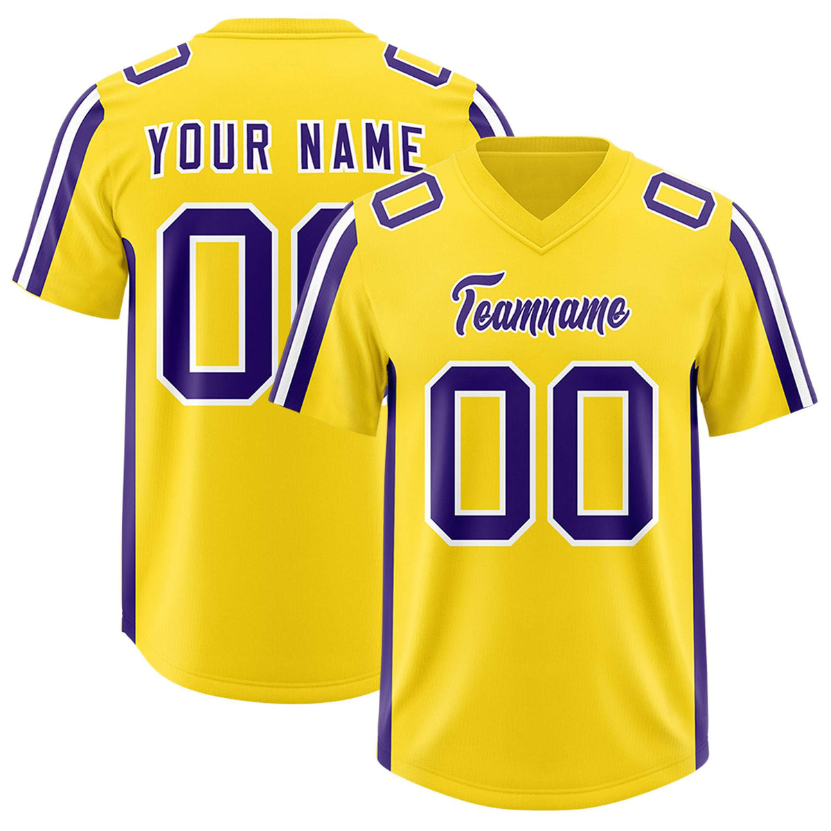 Custom Gold Purple and White Side Stripe Pattern Authentic Football Jersey