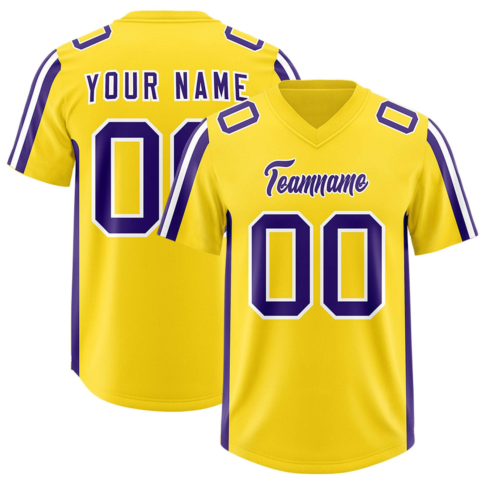 Custom Gold Purple and White Side Stripe Pattern Authentic Football Jersey