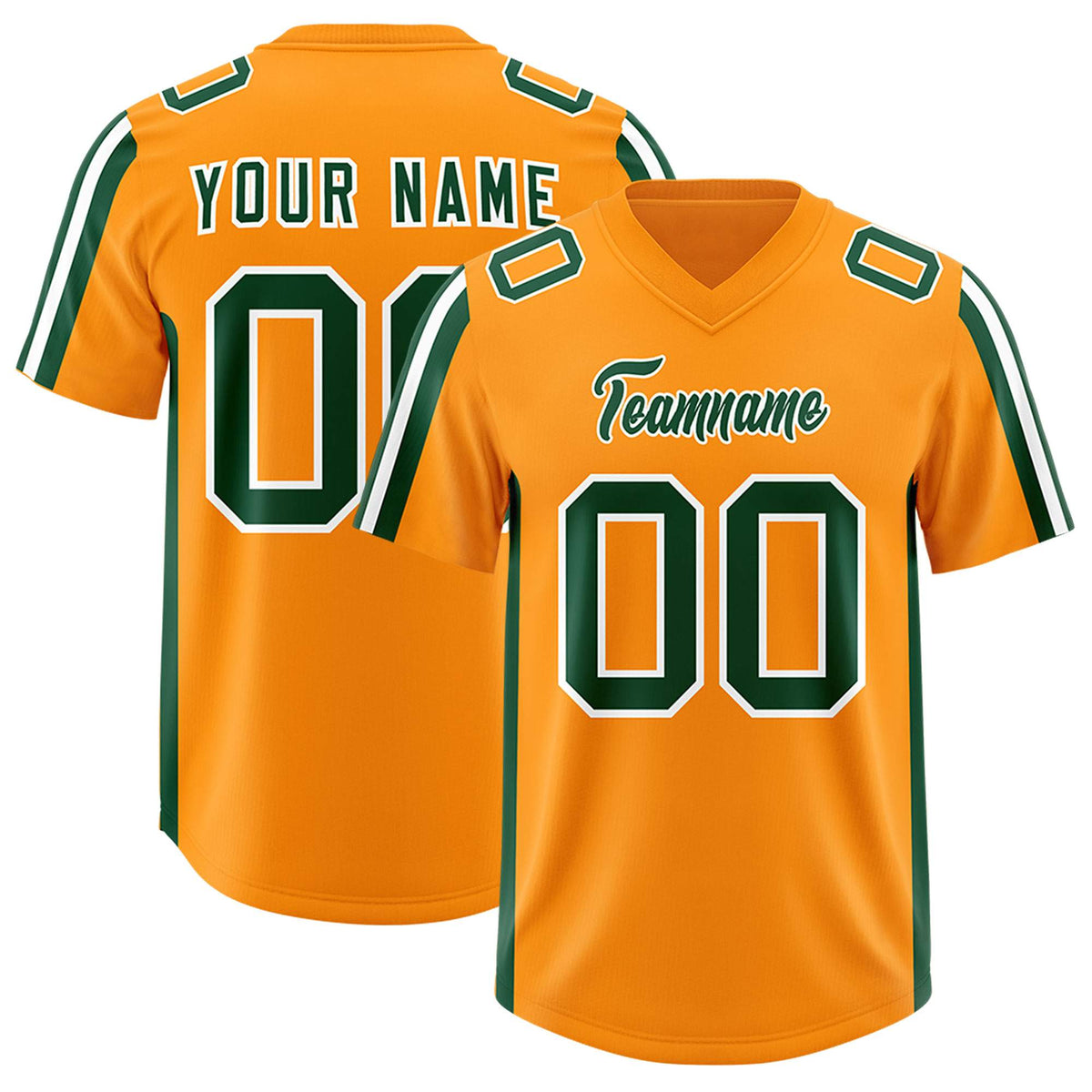 Custom Orange Green and White Side Stripe Pattern Authentic Football Jersey