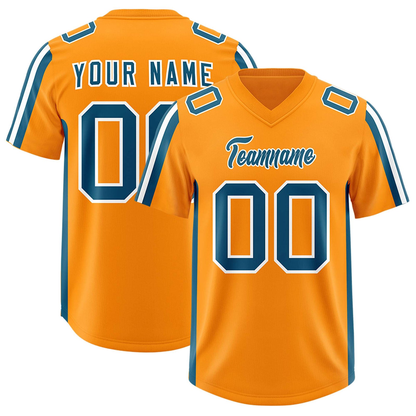 Custom Orange Panther Blue and White Side Stripe Pattern Authentic Football Jersey
