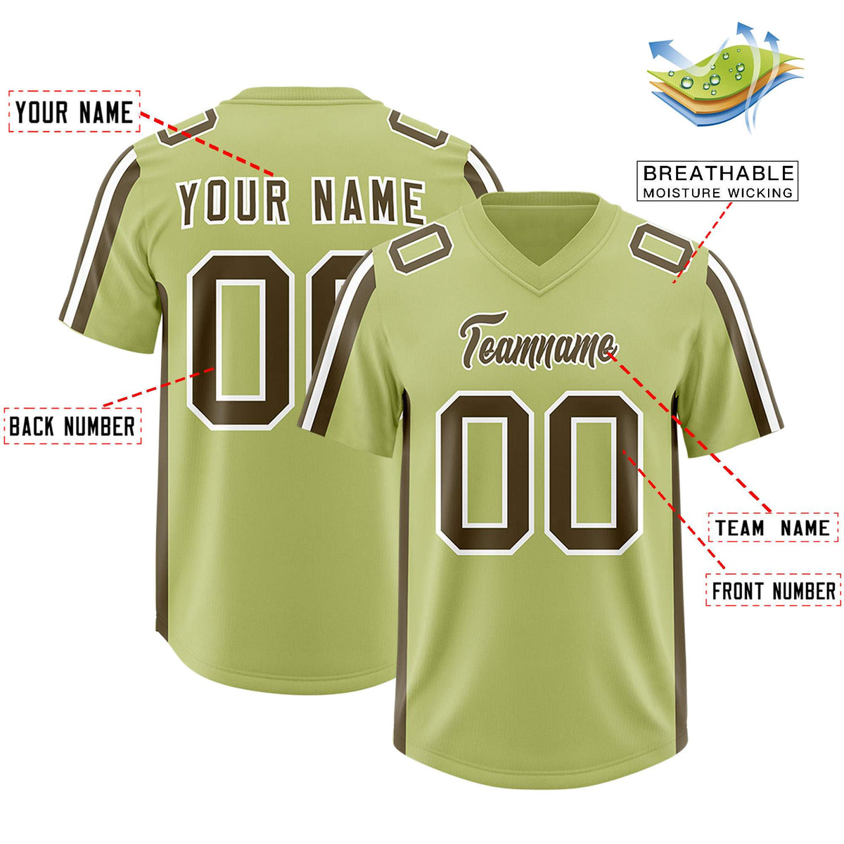 Custom Champagne Olive and White Side Stripe Pattern Authentic Football Jersey