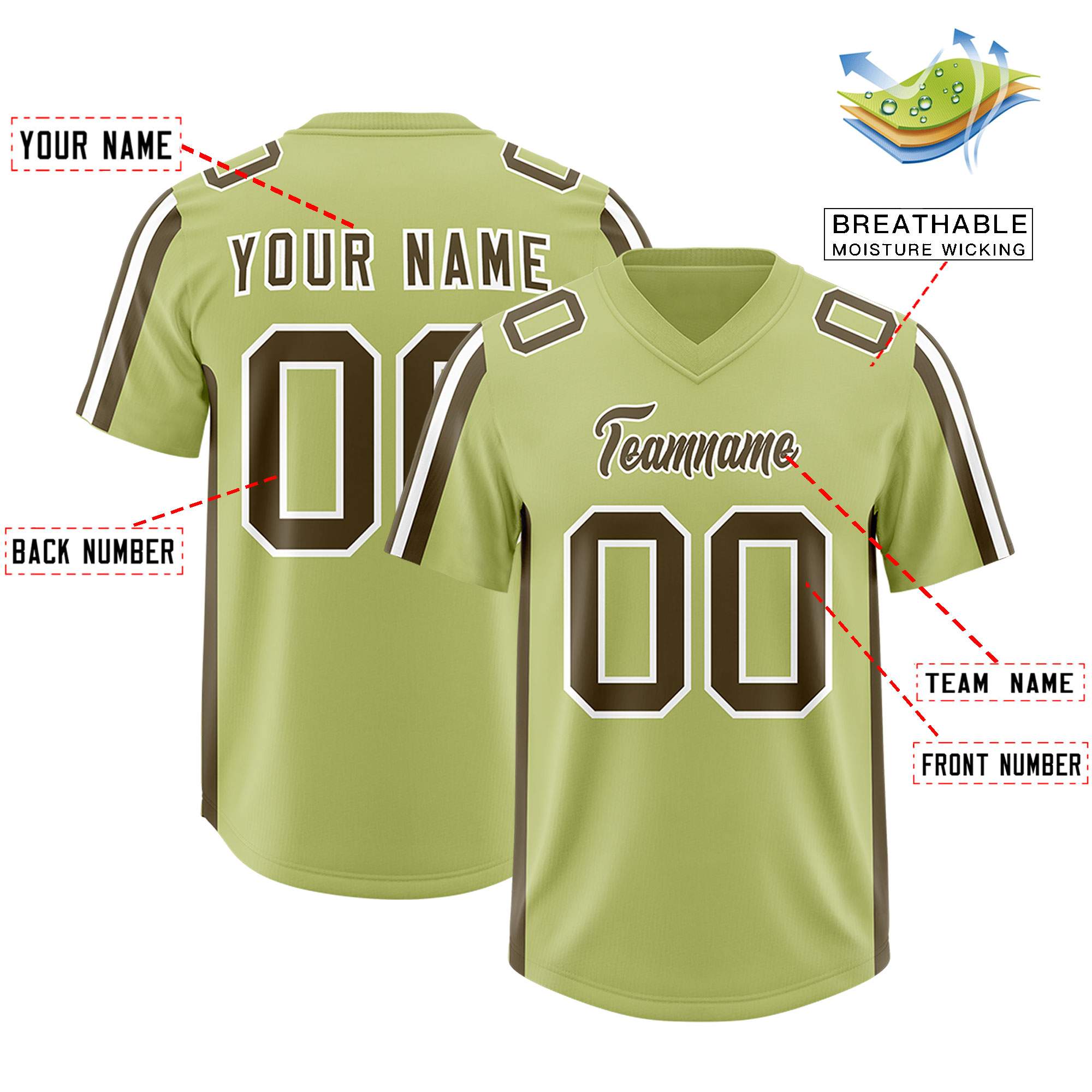 Custom Champagne Olive and White Side Stripe Pattern Authentic Football Jersey