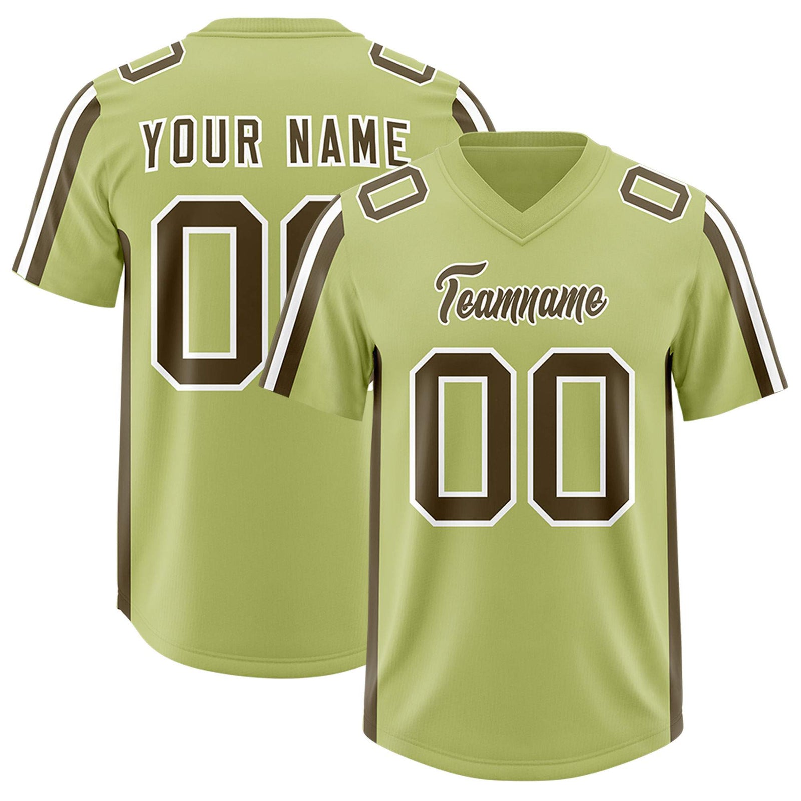 Custom Champagne Olive and White Side Stripe Pattern Authentic Football Jersey