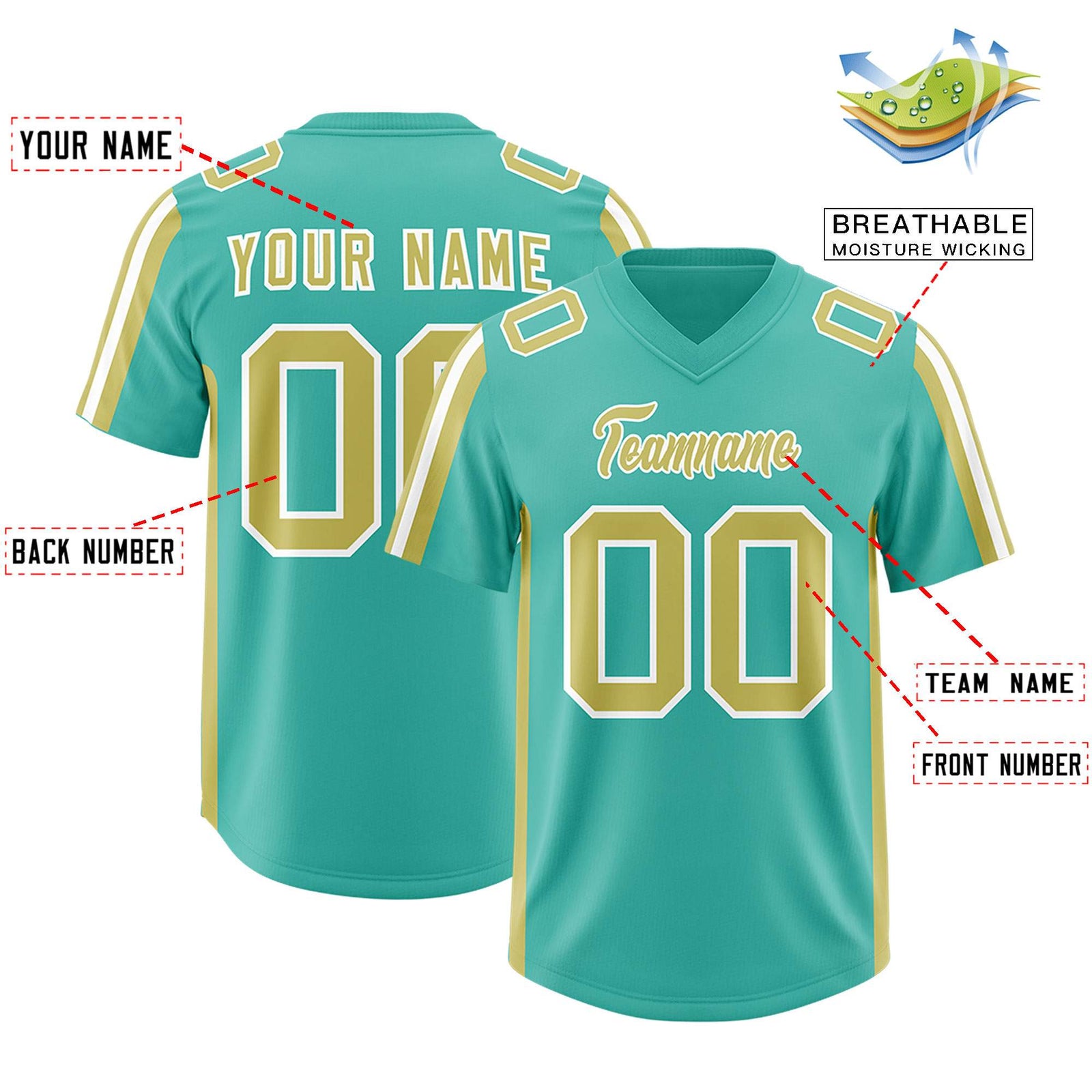 Custom Bright Green Champagne and White Side Stripe Pattern Authentic Football Jersey