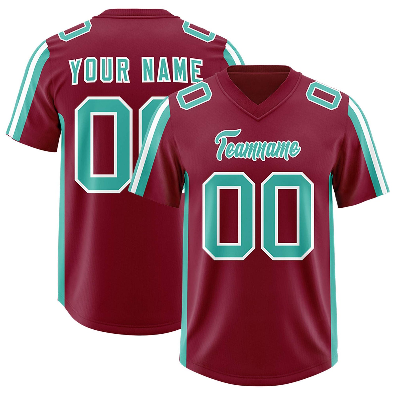 Custom Crimson Bright Green and White Side Stripe Pattern Authentic Football Jersey