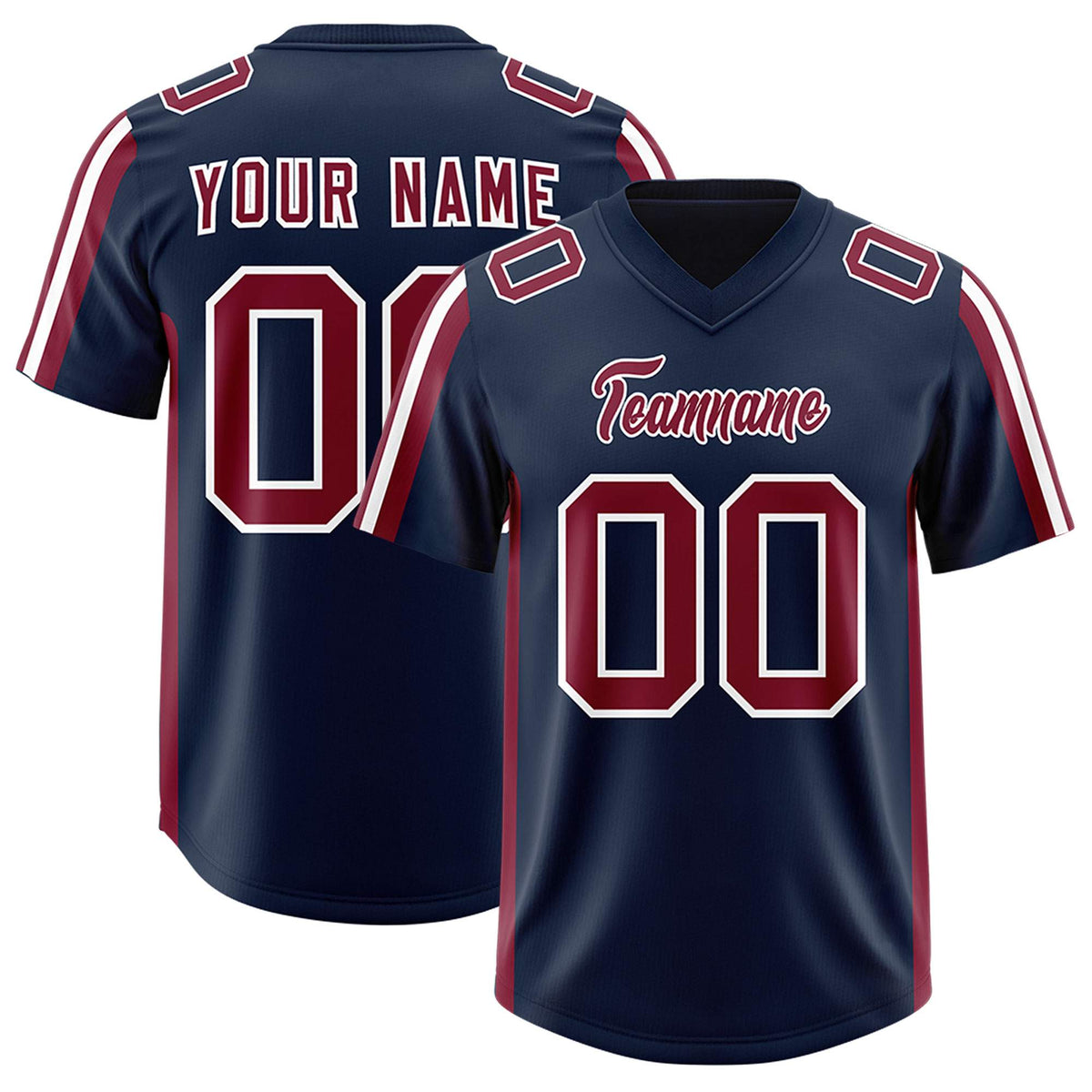 Custom Navy Cardinal and White Side Stripe Pattern Authentic Football Jersey