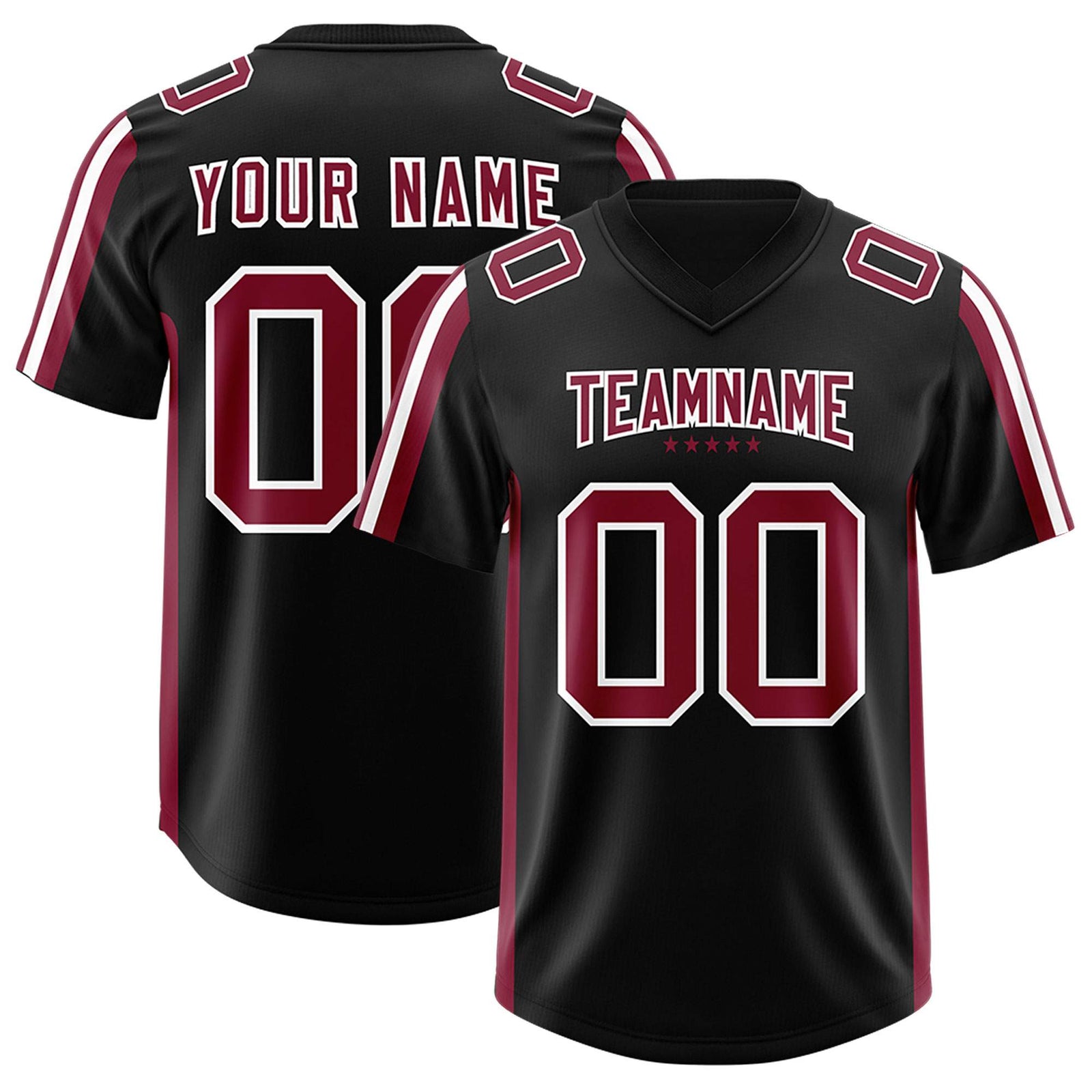 Custom Black Cardinal and White Side Stripe Pattern Authentic Football Jersey
