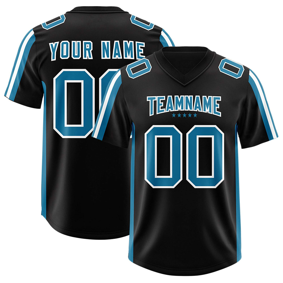 Custom Black Panther Blue and White Side Stripe Pattern Authentic Football Jersey