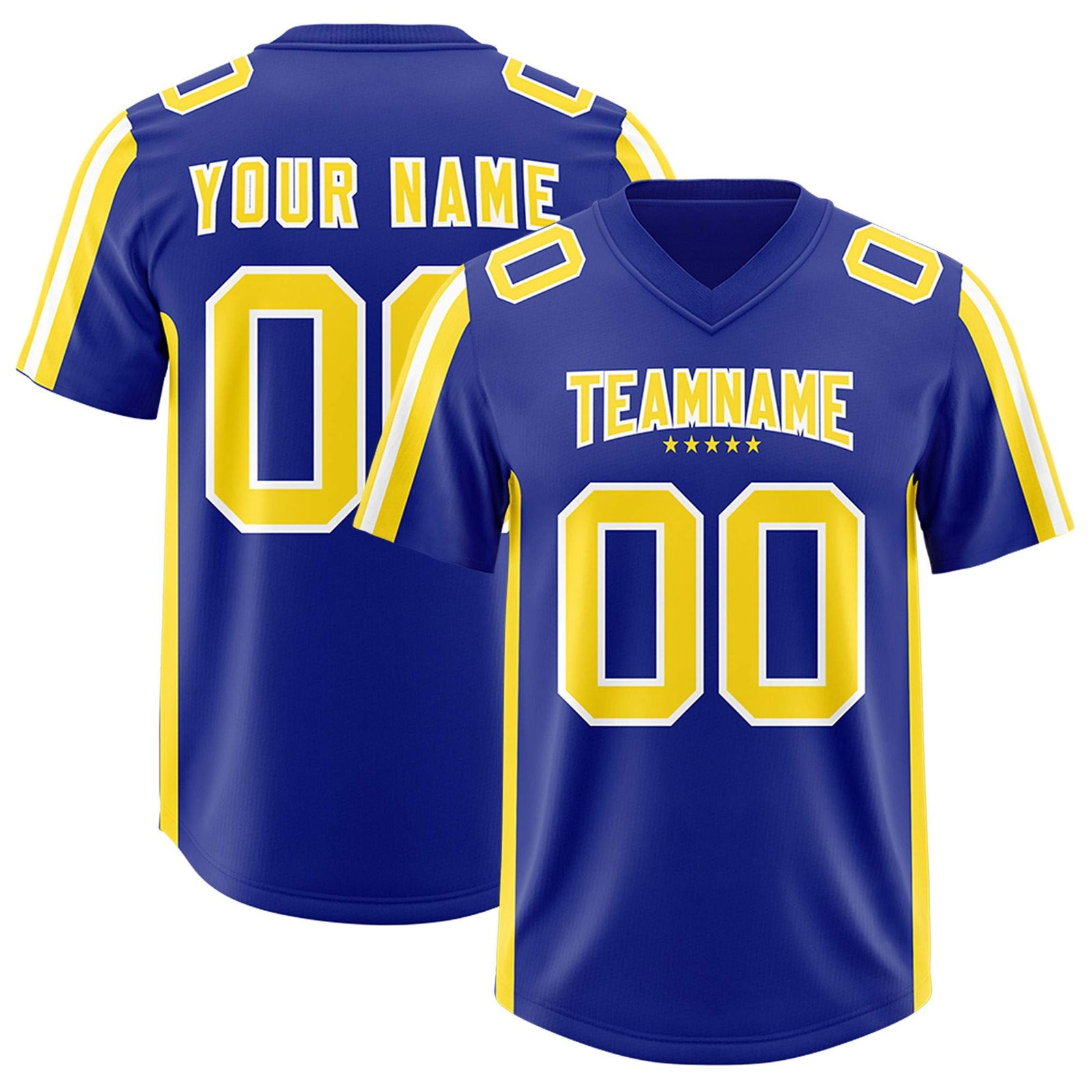 Custom Royal Gold and White Side Stripe Pattern Authentic Football Jersey