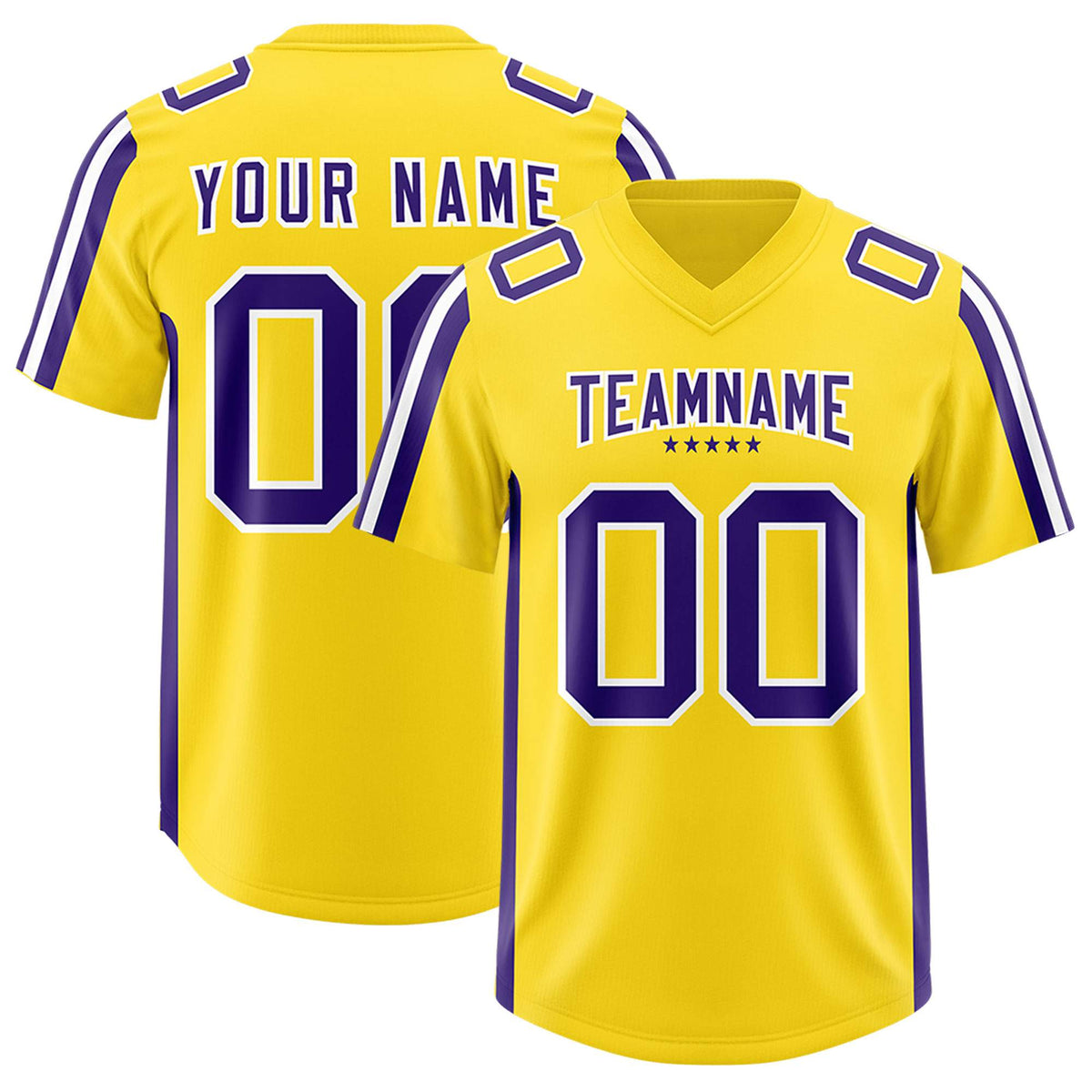 Custom Gold Purple and White Side Stripe Pattern Authentic Football Jersey