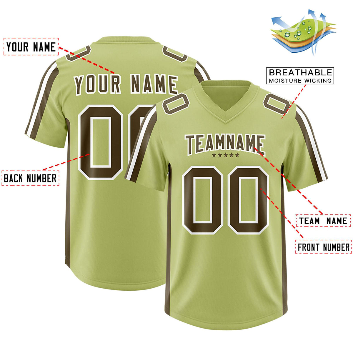Custom Champagne Olive and White Side Stripe Pattern Authentic Football Jersey
