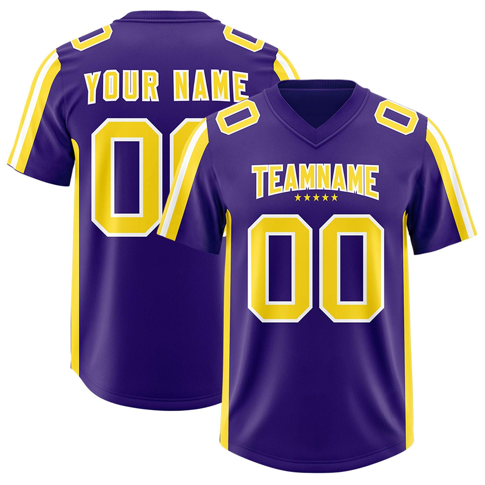 Custom Purple Gold and White Side Stripe Pattern Authentic Football Jersey