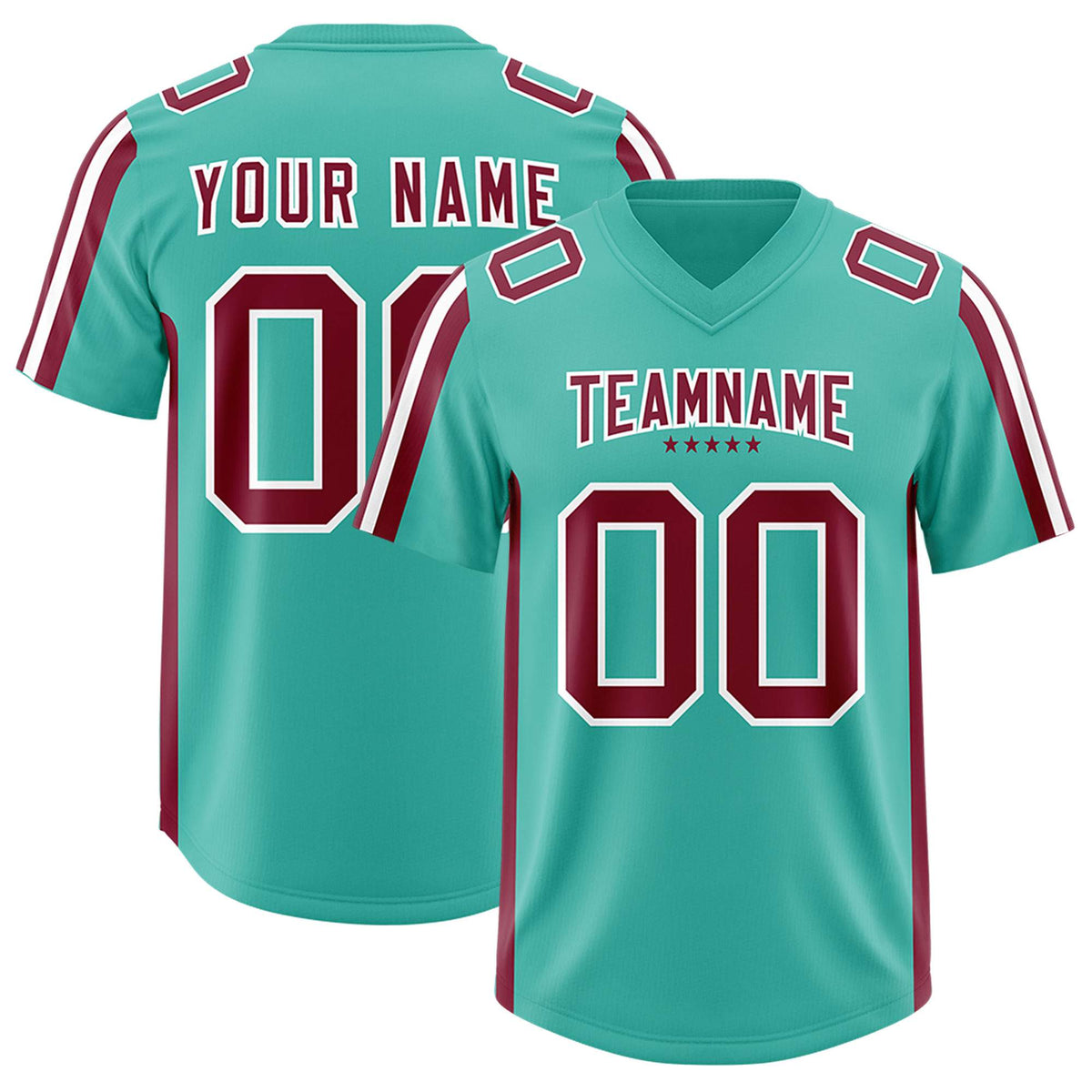 Custom Bright Green Crimson and White Side Stripe Pattern Authentic Football Jersey
