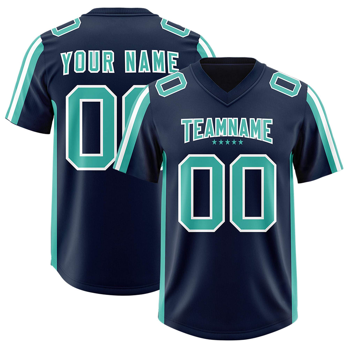 Custom Navy Bright Green and White Side Stripe Pattern Authentic Football Jersey