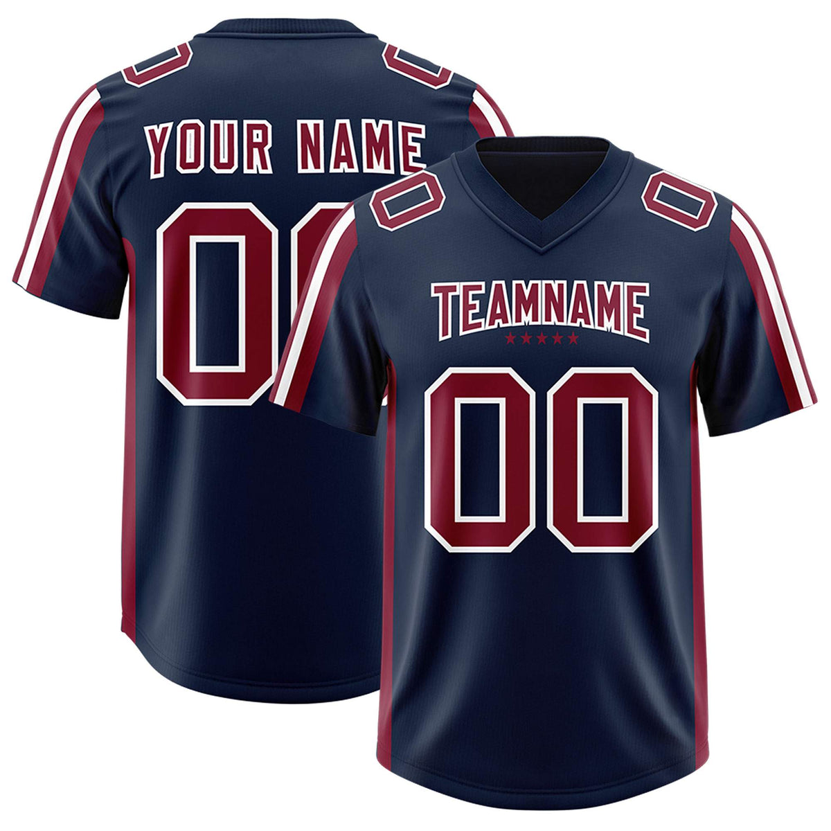 Custom Navy Cardinal and White Side Stripe Pattern Authentic Football Jersey