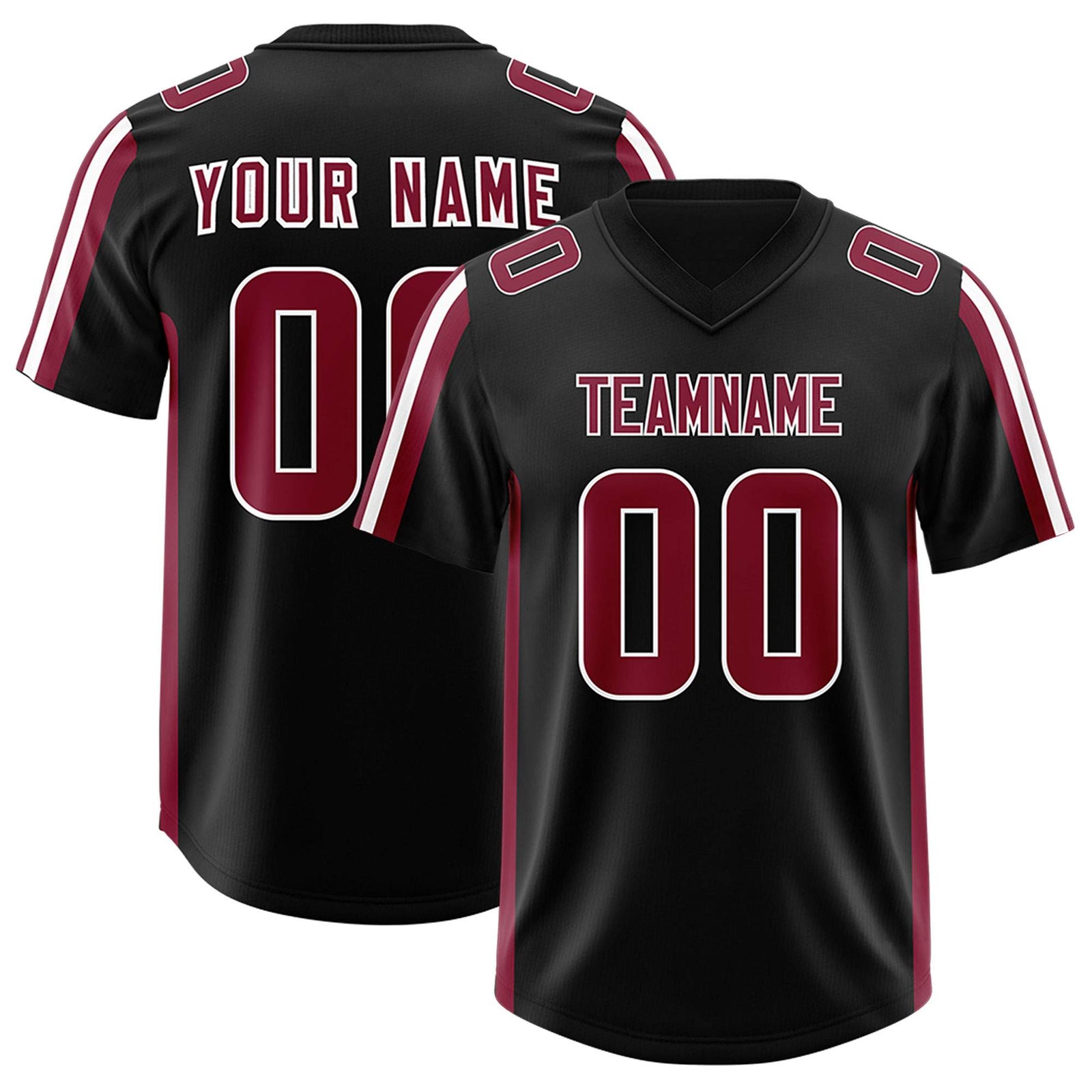Custom Black Cardinal and White Side Stripe Pattern Authentic Football Jersey