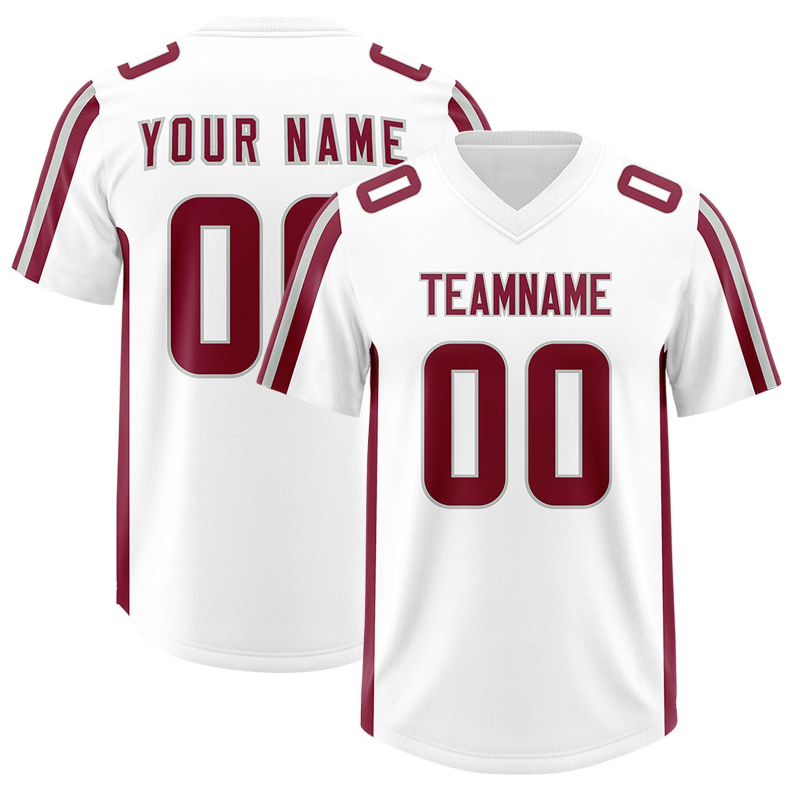 Custom White Crimson and Gray Side Stripe Pattern Authentic Football Jersey
