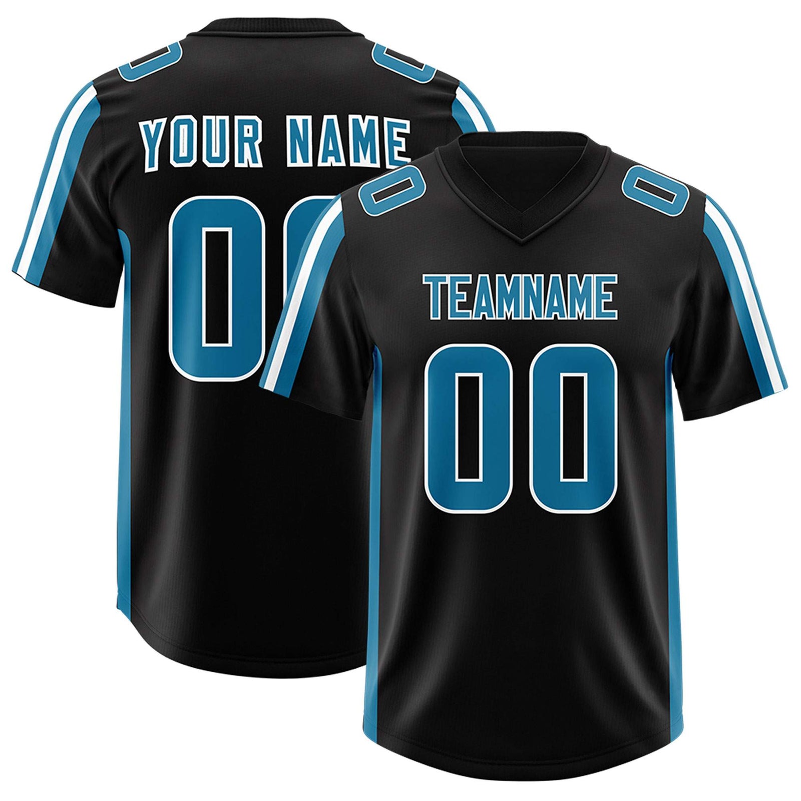 Custom Black Panther Blue and White Side Stripe Pattern Authentic Football Jersey