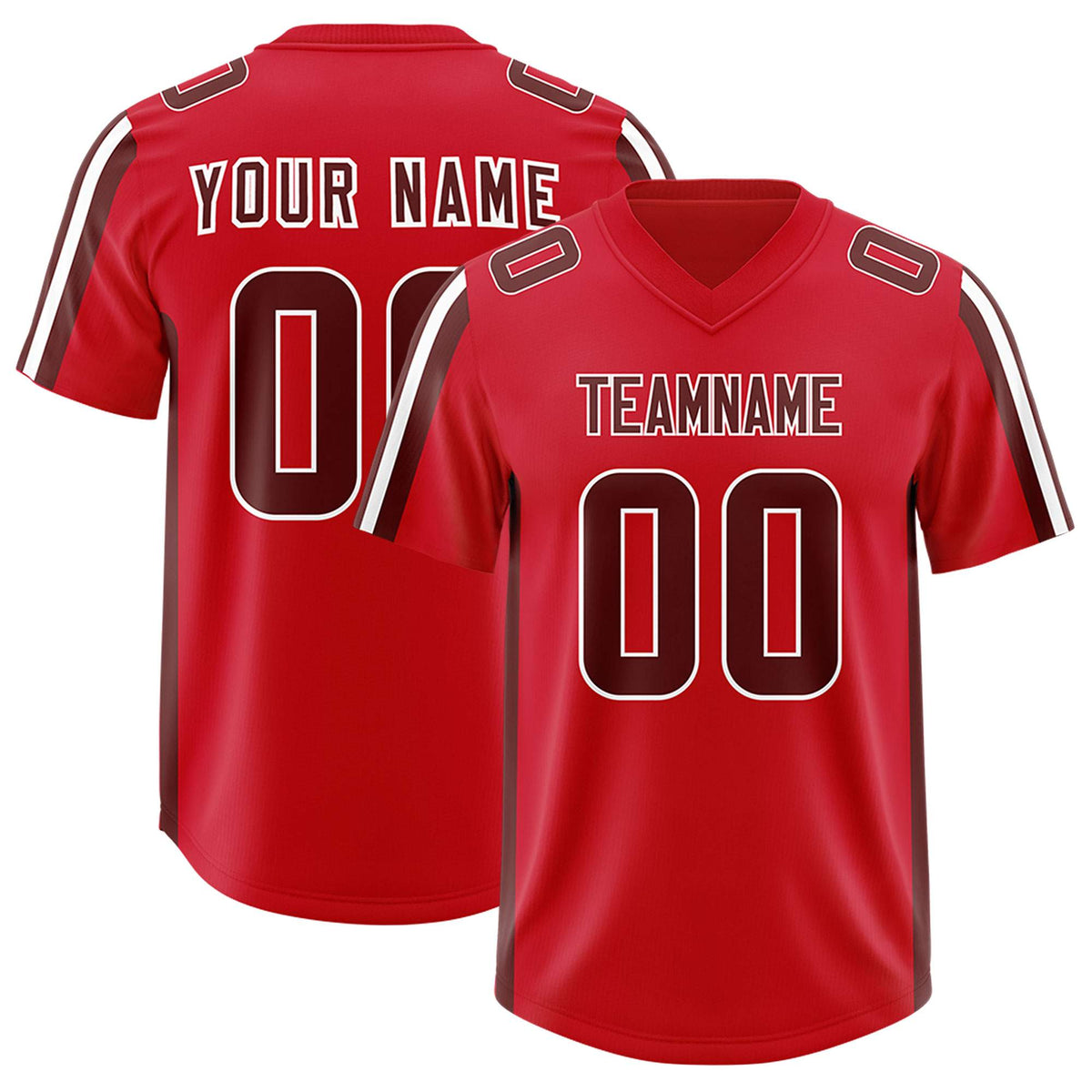 Custom Red Cardinal and White Side Stripe Pattern Authentic Football Jersey